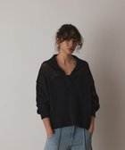 【グレース コンチネンタル/GRACE CONTINENTAL】のメッシュVネックニットトップ ブラック|ID: prp329100004668639 ipo3291000000033759099