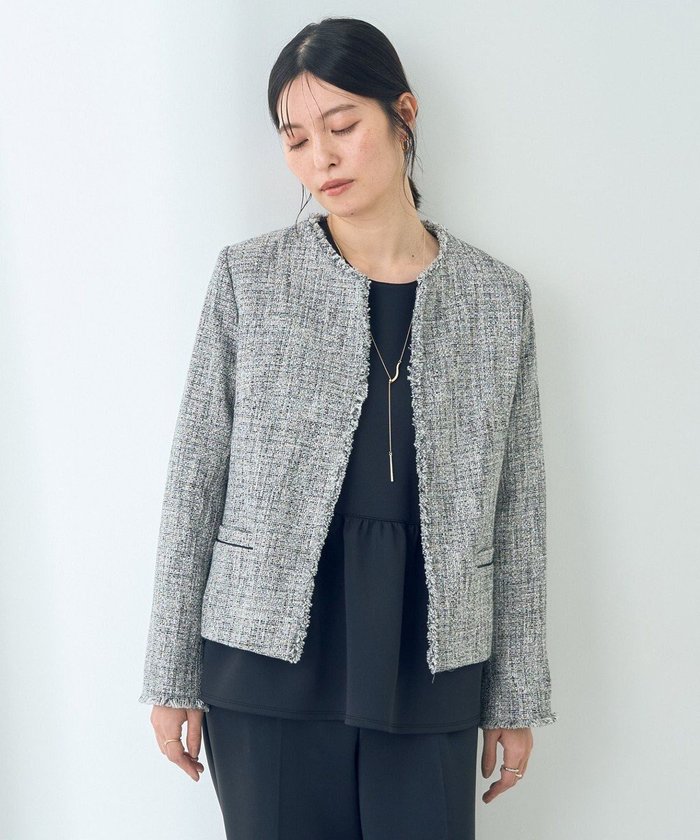 【イェッカ ヴェッカ/YECCA VECCA】のツイードジャケット インテリア・キッズ・メンズ・レディースファッション・服の通販 founy(ファニー) https://founy.com/ ファッション Fashion レディースファッション Fashion for Women アウター Coat / Outerwear Collection レディースジャケット・軽アウター Jackets ノーカラージャケット / シンプル上品コーデ Collarless Jackets コンパクト Compact, Small Size ジャケット Jacket, Outerwear スニーカー Sneakers, Trainers セレモニー Ceremony ツイード Twill, Twill Weave デニム Denim, Jeans Material フリンジ Fringe, Tassel ボトム Bottoms, Lower Wear ポケット Pocket, Pocket Detail エレガント 上品 Elegant 夏 Summer 春 Spring S/S・春夏 SS, Spring/Summer, Warm Season |ID: prp329100004668720 ipo3291000000033759376