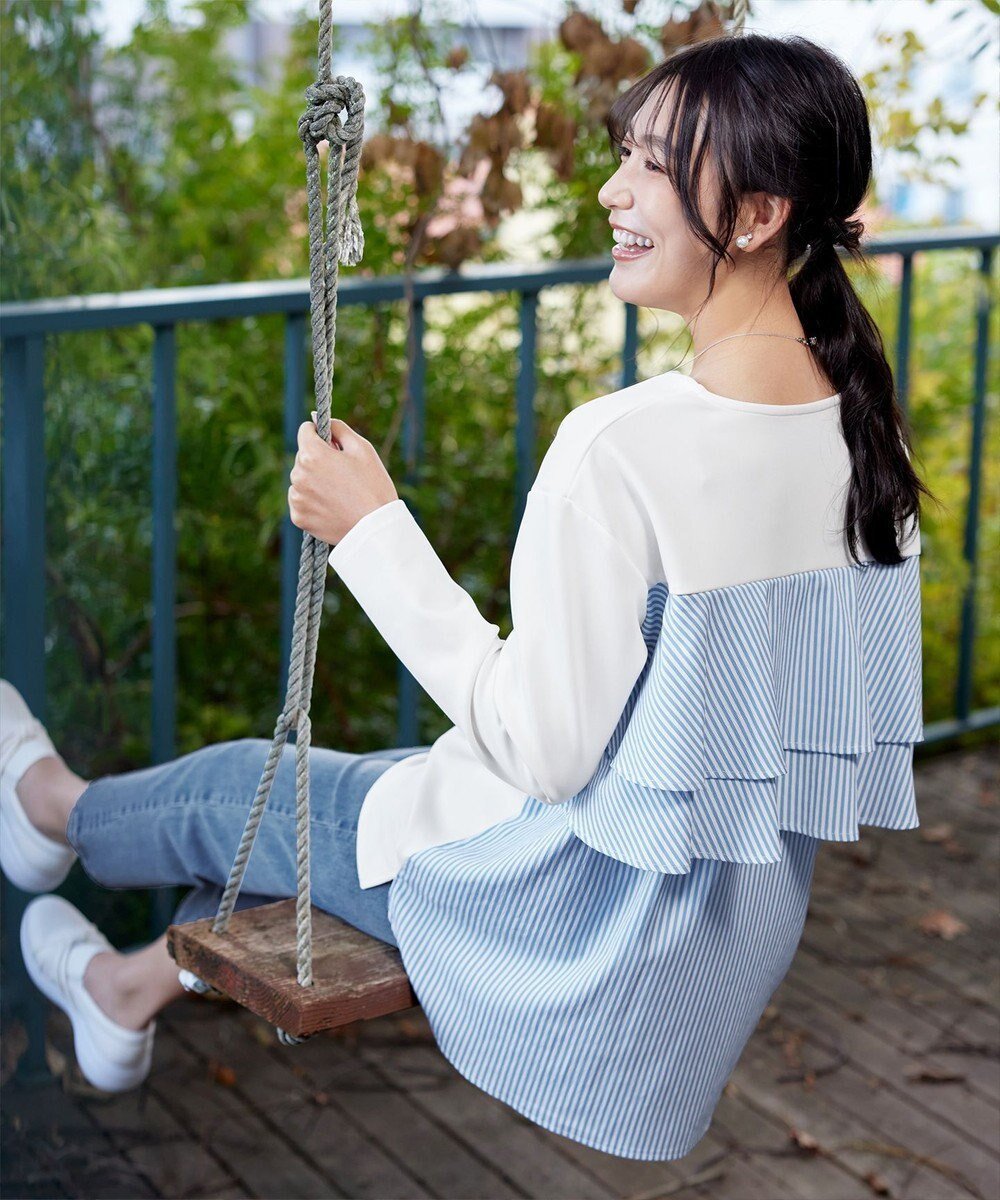 【ティアクラッセ/Tiaclasse】の【洗える】バックフレアダイバープルオーバー 人気、トレンドファッション・服の通販 founy(ファニー) ファッション Fashion レディースファッション Fashion for Women トップス・カットソー Cut & Sew Tops シャツ・ブラウス・オフィスカジュアル Elegant Blouses & Button-Ups ロングTシャツ・Tシャツ Longline T-Shirts & Tees カジュアルプルオーバー・ニットトップス Pullovers & Knit Tops / Casual Pullovers カットソー・ベーシックTシャツ Cut-and-Sewn Tops / Stretch Tees & Basics アクセサリー Fashion Accessories 春 Spring 洗える Machine Washable 秋 Autumn カットソー Cut and Sewn Top カーディガン Cardigan, Knitwear コンビ Combo, Combination Style シンプル Simple, Minimal ストライプ Stripe, Striped Pattern ストレッチ Stretch, Stretchy Fabric チュニック Tunic, Long Top デニム Denim, Jeans Material ドッキング Docking, Mixed Material フレア Flare, Flared 楽ちん Easy Fit, Comfortable S/S・春夏 SS, Spring/Summer, Warm Season 再入荷 Restock / Back in Stock おすすめ Recommended / Our Picks 夏 Summer エレガント 上品 Elegant 新作・新入荷 New Arrivals / New In other-1|ID: prp329100004668746 ipo3291000000033759467