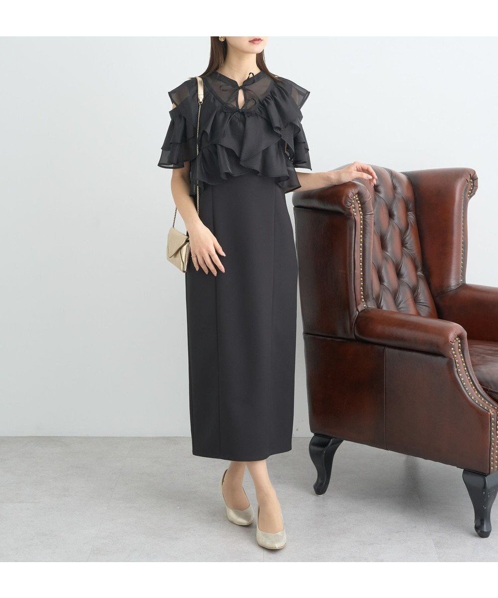 【アースミュージックアンドエコロジー/earth music&ecology】のSET2点フリルボレロ+ナローワンピース インテリア・キッズ・メンズ・レディースファッション・服の通販 founy(ファニー) 　ファッション　Fashion　レディースファッション　Fashion for Women　アウター　Coat / Outerwear Collection　ボレロ・ショート丈ジャケット / ドレス羽織りに　Boleros & Short Jackets　シンプル　Simple, Minimal　フェミニン　Feminine, Girly　フリル　Frill, Ruffle　ボレロ　Bolero, Short Cardigan　ポケット　Pocket, Pocket Detail　夏　Summer　春　Spring　S/S・春夏　SS, Spring/Summer, Warm Season　ブラック|ID: prp329100004668809 ipo3291000000036063086