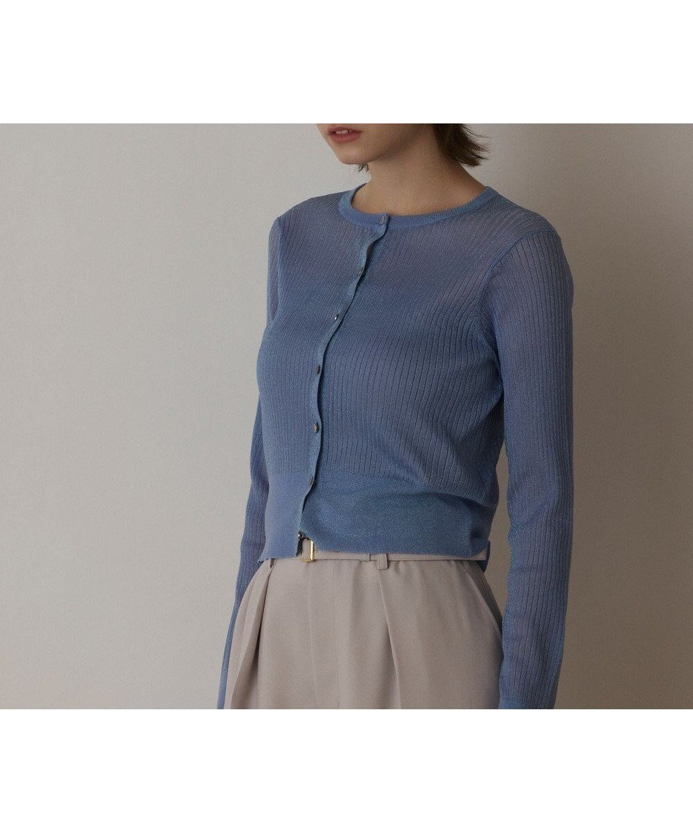 【グレース コンチネンタル/GRACE CONTINENTAL】のラメリブシアーニットカーディガン インテリア・キッズ・メンズ・レディースファッション・服の通販 founy(ファニー) ファッション Fashion レディースファッション Fashion for Women トップス・カットソー Cut & Sew Tops ニット Knit Tops & Sweaters カーディガン・羽織り Layered Style Cardigans おすすめ Recommended / Our Picks カーディガン Cardigan, Knitwear シアー Sheer, See-Through シンプル Simple, Minimal セーター Sweater, Knitwear ドレス Dress, One-Piece エレガント 上品 Elegant 夏 Summer 春 Spring S/S・春夏 SS, Spring/Summer, Warm Season ブルー|ID: prp329100004668826 ipo3291000000033759697