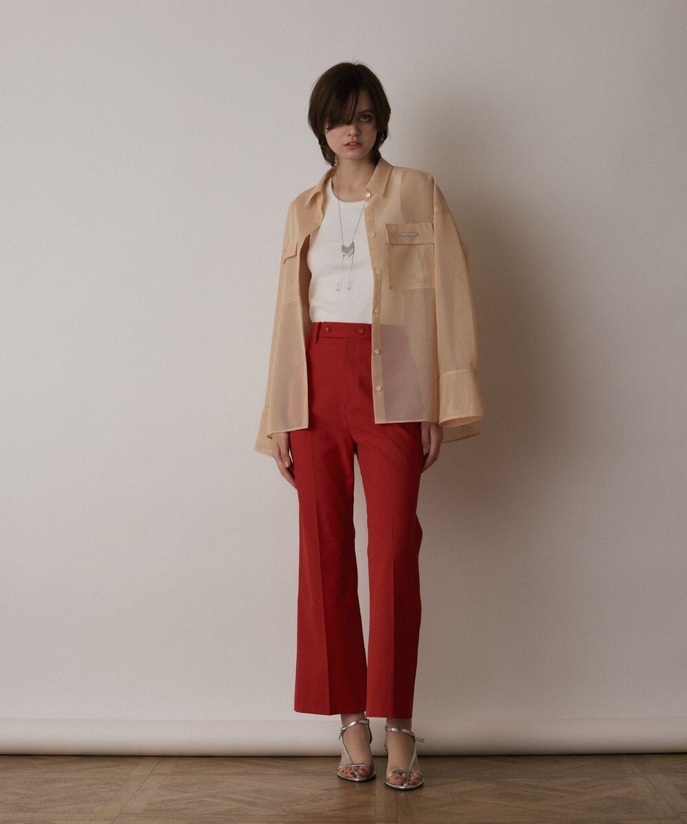 【グレース コンチネンタル/GRACE CONTINENTAL】のストレッチフレアパンツ インテリア・キッズ・メンズ・レディースファッション・服の通販 founy(ファニー) 　ファッション　Fashion　レディースファッション　Fashion for Women　パンツ　Pants & Trousers　オックス　Oxford Fabric　フレア　Flare, Flared　ポケット　Pocket, Pocket Detail　リラックス　Relax, Relaxed Fit　夏　Summer　定番　Standard, Basic Item　春　Spring　S/S・春夏　SS, Spring/Summer, Warm Season　レッド|ID: prp329100004668835 ipo3291000000033759728