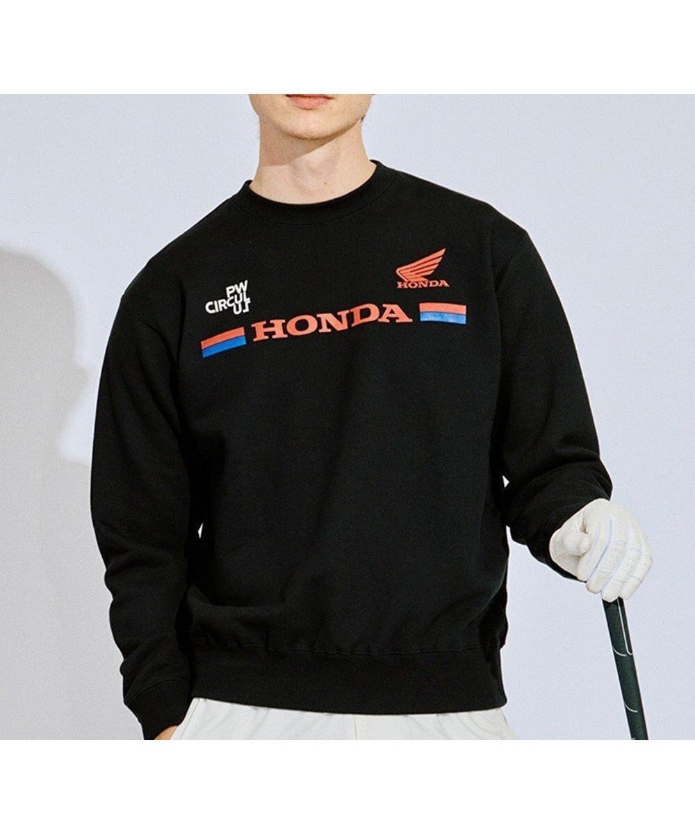 【ピーダブリュサーキュラス/PW CIRCULUS】の〈Hondaコラボ〉【UNISEX】 スウェット ゴルフ インテリア・キッズ・メンズ・レディースファッション・服の通販 founy(ファニー) 　ファッション　Fashion　レディースファッション　Fashion for Women　トップス・カットソー　Cut & Sew Tops　レディースパーカー・カジュアルフーディー　Casual Hoodies & Sweatshirts　スウェット・クルーネックトップス　Sweatshirts & Crewnecks / Relaxed Fit Sweat Tops　春　Spring　コラボ　Collaboration, Collab　スウェット / スエット　Sweatshirt, Sweatwear　フロント　Front, Front Design　モックネック　Mock Neck, Short Turtleneck　ユニセックス　Unisex, Genderless　S/S・春夏　SS, Spring/Summer, Warm Season　夏　Summer　ゴルフ　Golf　ブラック系|ID: prp329100004668864 ipo3291000000033759829