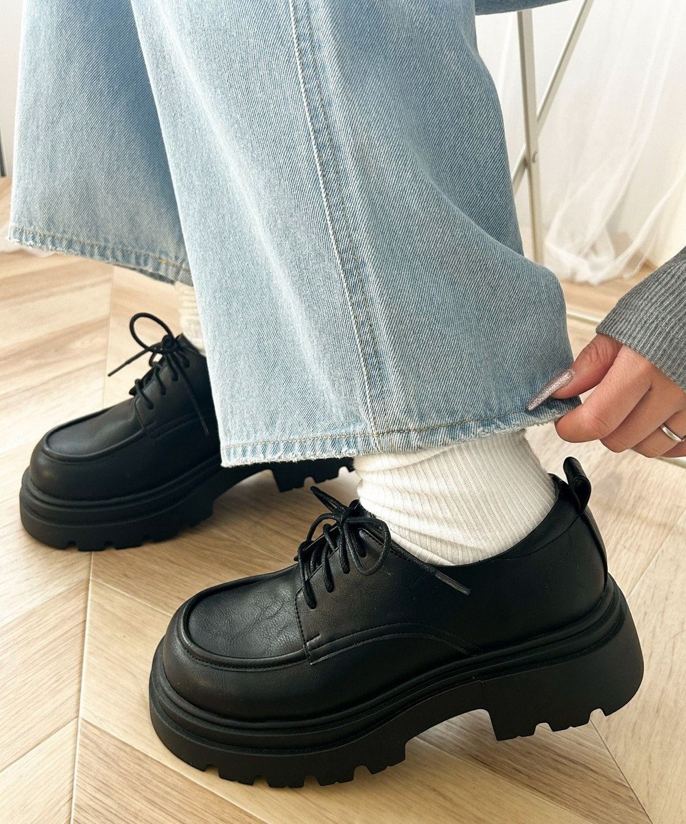 【ウィゴー/WEGO】のレースアップシューズ インテリア・キッズ・メンズ・レディースファッション・服の通販 founy(ファニー) 　ファッション　Fashion　レディースファッション　Fashion for Women　ガーリー　Girly, Feminine Style　クッション　Cushion, Throw Pillow　シューズ　Shoes, Footwear　スマホ　Smartphone, Mobile Device　トレンド　Trend, Trending Now　マニッシュ　Mannish, Boyish　厚底　Platform Shoes　夏　Summer　春　Spring　S/S・春夏　SS, Spring/Summer, Warm Season　ブラック|ID: prp329100004668907 ipo3291000000033759983