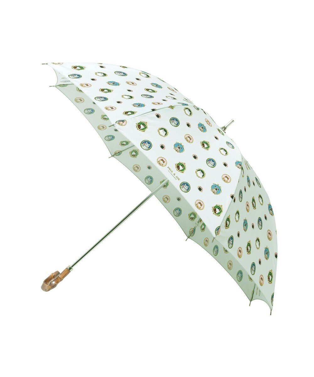 【ムーンバット/MOONBAT】のポール ジョー (PAUL JOE ACCESSOIRES) 長傘 キャッツ カメオ UV インテリア・キッズ・メンズ・レディースファッション・服の通販 founy(ファニー) 　ファッション　Fashion　レディースファッション　Fashion for Women　レイングッズ・傘・晴雨兼用傘　Umbrellas & Rain Gear　エレガント 上品　Elegant　傘　Umbrella, Parasol　猫　Cat, Kitty　プリント　Print, Printed Pattern　メタル　Metal, Metal Parts　ライトグレー|ID: prp329100004668909 ipo3291000000033759991