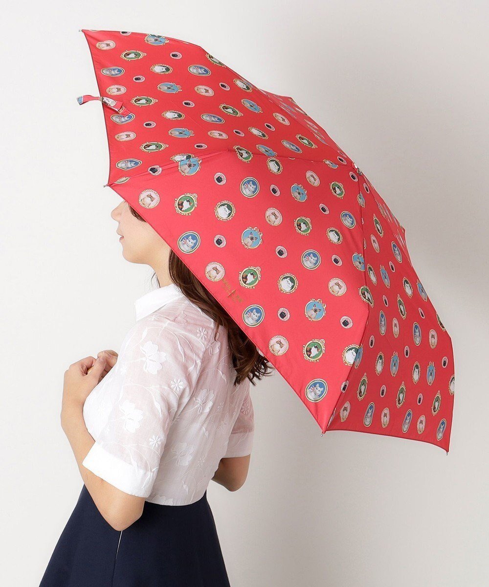 【ムーンバット/MOONBAT】のポール ジョー (PAUL JOE ACCESSOIRES) 折りたたみ傘 キャッツ カメオ UV インテリア・キッズ・メンズ・レディースファッション・服の通販 founy(ファニー) ファッション Fashion レディースファッション Fashion for Women レイングッズ・傘・晴雨兼用傘 Umbrellas & Rain Gear クラシカル Classical, Vintage-Inspired 傘 Umbrella, Parasol シルバー Silver, Metallic Silver プリント Print, Printed Pattern エレガント 上品 Elegant レッド|ID: prp329100004668910 ipo3291000000033759996