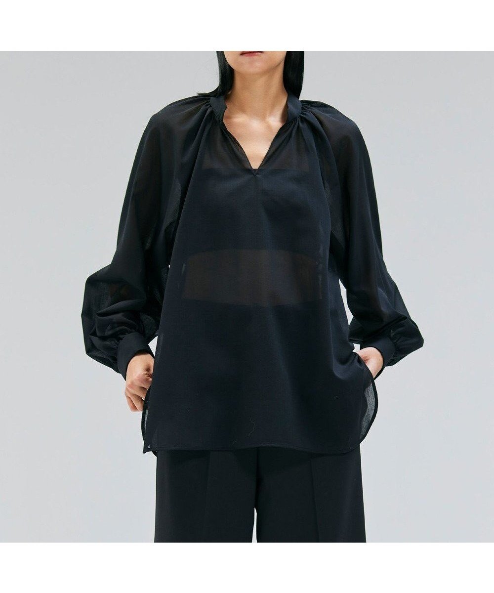 【ベイジ,/BEIGE,】の【洗える】MOYE / シアーウールパフスリーブブラウス インテリア・キッズ・メンズ・レディースファッション・服の通販 founy(ファニー) ファッション Fashion レディースファッション Fashion for Women トップス・カットソー Cut & Sew Tops シャツ・ブラウス・オフィスカジュアル Elegant Blouses & Button-Ups サマー Summer, Summer Style ロング Long, Long-Length エレガント 上品 Elegant 人気 Popular, Best Seller 夏 Summer 定番 Standard, Basic Item S/S・春夏 SS, Spring/Summer, Warm Season 洗える Machine Washable A/W・秋冬 Autumn/Winter Black|ID: prp329100004668923 ipo3291000000036083029