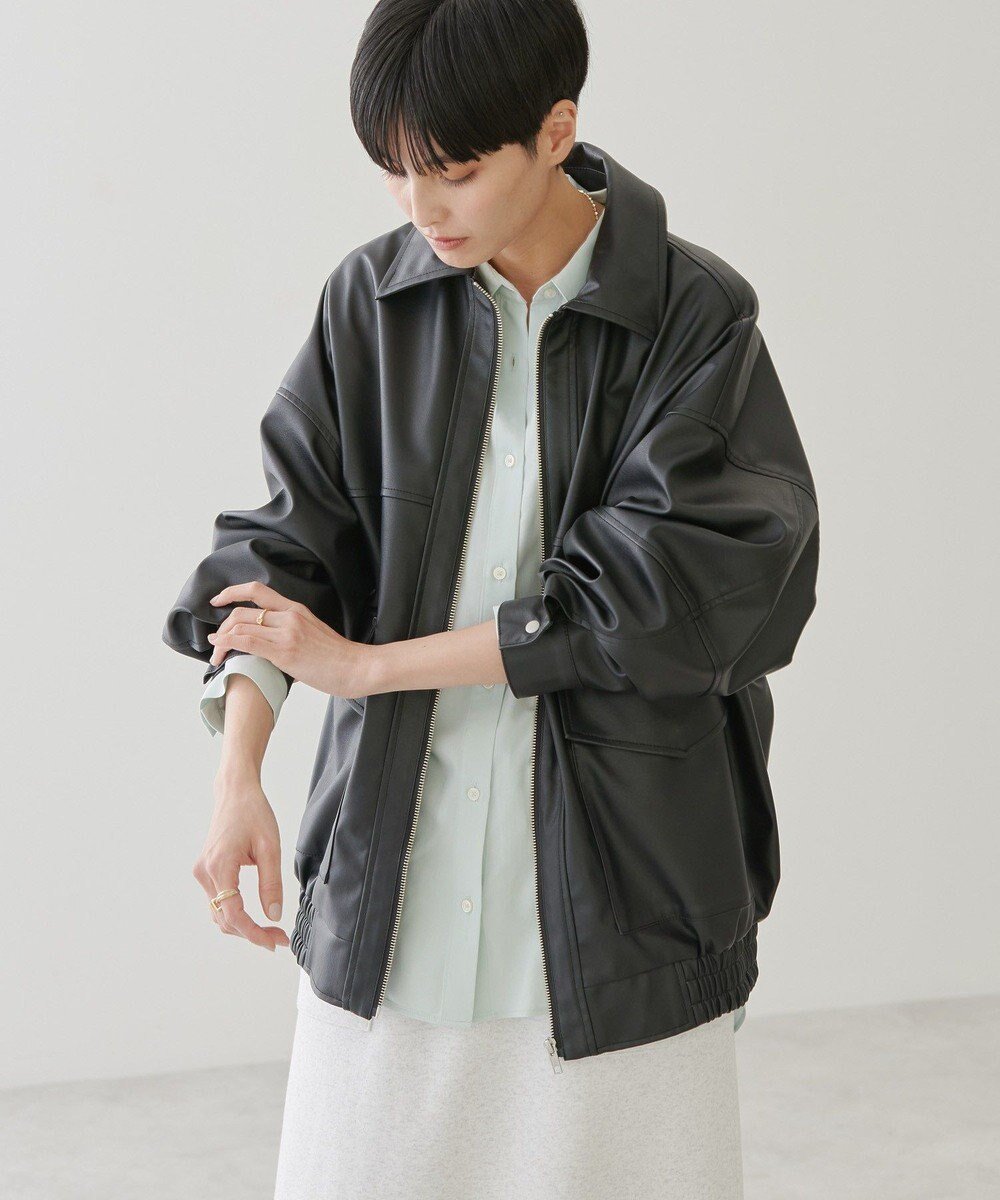 【アメリカンホリック/AMERICAN HOLIC】のフェイクレザーブルゾン インテリア・キッズ・メンズ・レディースファッション・服の通販 founy(ファニー) 　ファッション　Fashion　レディースファッション　Fashion for Women　アウター　Coat / Outerwear Collection　レディースジャケット・軽アウター　Jackets　ブルゾンジャケット・スポーティアウター　Blouson Jackets　おすすめ　Recommended / Our Picks　ギャザー　Gathered, Ruffled　ジャケット　Jacket, Outerwear　フェイクレザー　Faux Leather, PU Leather　フォルム　Silhouette, Form　ブルゾン　Blouson, Bomber Jacket　ポケット　Pocket, Pocket Detail　ルーズ　Loose, Oversized　夏　Summer　春　Spring　S/S・春夏　SS, Spring/Summer, Warm Season　Black|ID: prp329100004668946 ipo3291000000033760122