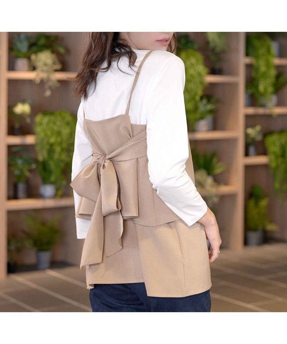 【ティアクラッセ/Tiaclasse】の【洗える】リボンキャミドッキングカットソートップス インテリア・キッズ・メンズ・レディースファッション・服の通販 founy(ファニー) 　ファッション　Fashion　レディースファッション　Fashion for Women　トップス・カットソー　Cut & Sew Tops　キャミソール&ノースリーブ　Camisoles & Sleeveless Tops　シャツ・ブラウス・オフィスカジュアル　Elegant Blouses & Button-Ups　ロングTシャツ・Tシャツ　Longline T-Shirts & Tees　カットソー・ベーシックTシャツ　Cut-and-Sewn Tops / Stretch Tees & Basics　アクセサリー　Fashion Accessories　ウォッシャブル　Machine Washable　春　Spring　洗える　Machine Washable　カットソー　Cut and Sewn Top　キャミ　Camisole, Cami Top　キャミソール　Camisole, Spaghetti Strap Top　シューズ　Shoes, Footwear　シンプル　Simple, Minimal　ストレッチ　Stretch, Stretchy Fabric　チュニック　Tunic, Long Top　トレンド　Trend, Trending Now　ドッキング　Docking, Mixed Material　長袖　Long Sleeve, Full Sleeve　フェミニン　Feminine, Girly　フレア　Flare, Flared　ボトム　Bottoms, Lower Wear　ポケット　Pocket, Pocket Detail　無地　Plain, Solid Color　ラウンド　Round, Round Neck　リボン　Ribbon, Bow　S/S・春夏　SS, Spring/Summer, Warm Season　再入荷　Restock / Back in Stock　ベージュ|ID: prp329100004668957 ipo3291000000035559261