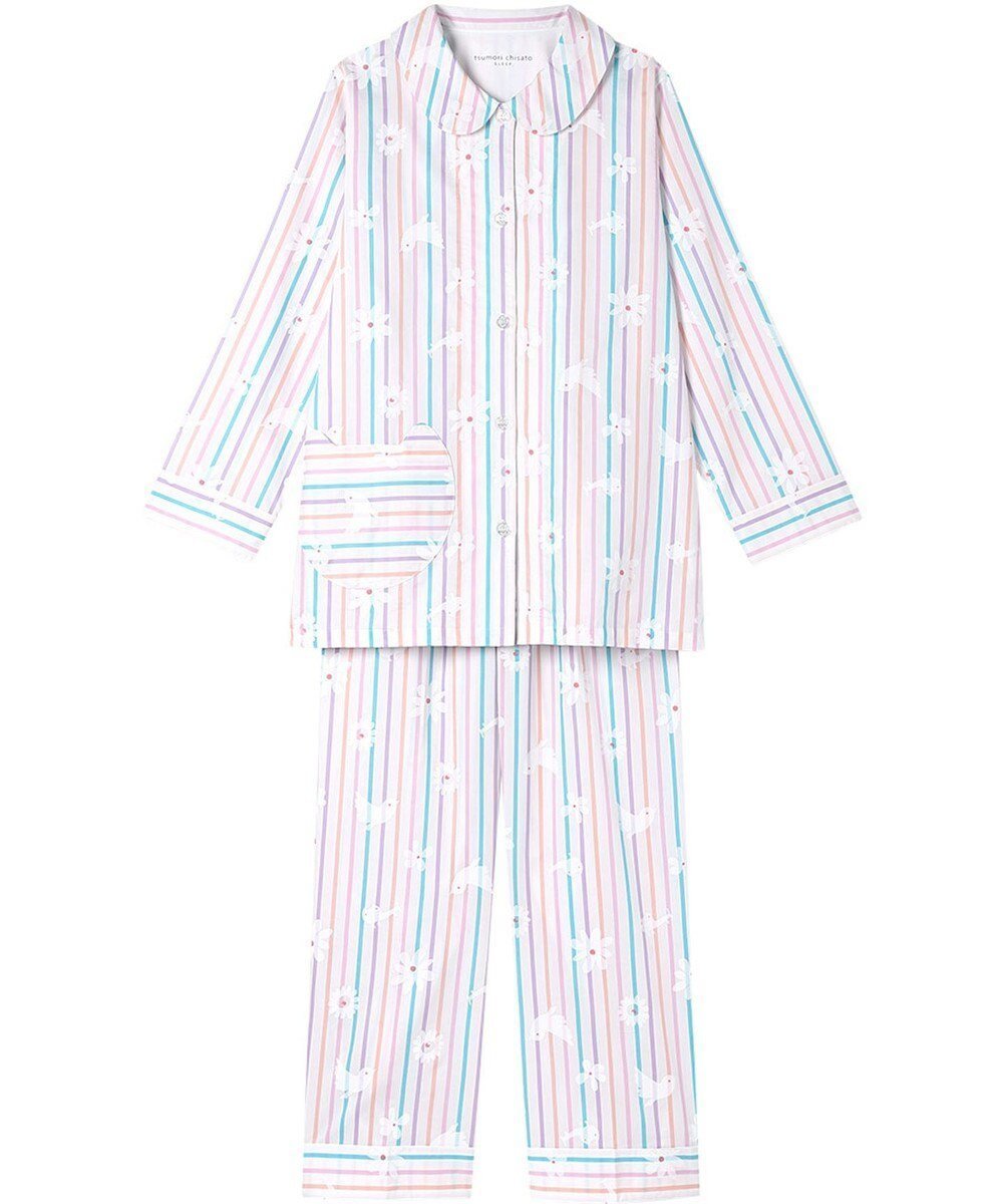 【ツモリチサト スリープ/tsumori chisato SLEEP】のツモリチサト パジャマ 長袖 長ズボン 綿100%(本体) サテン レディース UDX557 /ワコール インテリア・キッズ・メンズ・レディースファッション・服の通販 founy(ファニー) 　ファッション　Fashion　レディースファッション　Fashion for Women　トップス・カットソー　Cut & Sew Tops　サテン　Satin, Glossy Fabric　ネコ　Cat, Feline Motif　パジャマ　Pajamas, Sleepwear　ボトム　Bottoms, Lower Wear　ポケット　Pocket, Pocket Detail　モチーフ　Motif, Design Theme　手描き　Hand-Drawn, Illustrated　長袖　Long Sleeve, Full Sleeve　アイボリー|ID: prp329100004669030 ipo3291000000033760397