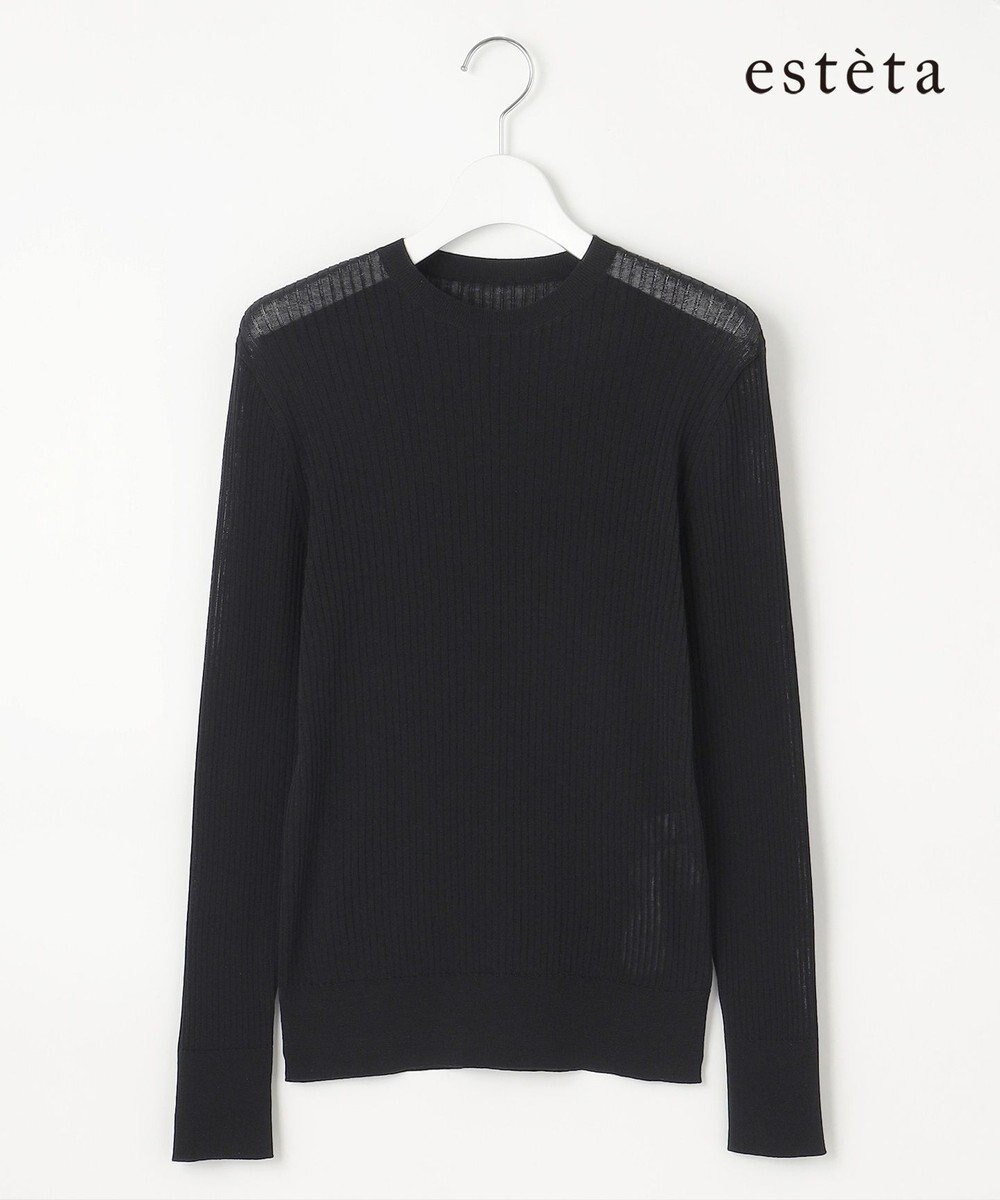 【23区/NIJYUSANKU】の【エステータ】シアーニット 長袖リブ インテリア・キッズ・メンズ・レディースファッション・服の通販 founy(ファニー) ファッション Fashion レディースファッション Fashion for Women トップス・カットソー Cut & Sew Tops ニット Knit Tops & Sweaters インド Indian Textile インナー Innerwear 春 Spring シアー Sheer, See-Through セーター Sweater, Knitwear 長袖 Long Sleeve, Full Sleeve フィット Fit, Slim Fit ベーシック Basic, Essential S/S・春夏 SS, Spring/Summer, Warm Season 夏 Summer ブラック系|ID: prp329100004669060 ipo3291000000033760507
