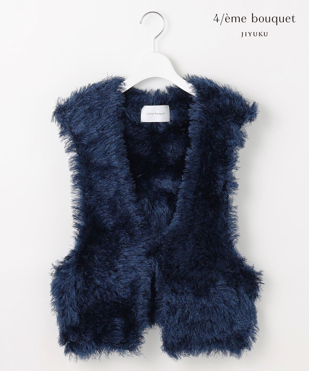【自由区/JIYU-KU】の【カトリエムブーケ】Flower fur シャギーベスト インテリア・キッズ・メンズ・レディースファッション・服の通販 founy(ファニー) 　ファッション　Fashion　レディースファッション　Fashion for Women　アウター　Coat / Outerwear Collection　トップス・カットソー　Cut & Sew Tops　ベスト&ジレ / 重ね着スタイル　Vests & Gilets　イタリア　Italy　春　Spring　コンパクト　Compact, Small Size　ショート　Short, Short Length　ベスト　Vest, Waistcoat　ミックス　Mix, Mixed Style　モダン　Modern, Contemporary　S/S・春夏　SS, Spring/Summer, Warm Season　夏　Summer　ネイビー|ID: prp329100004669116 ipo3291000000033760646