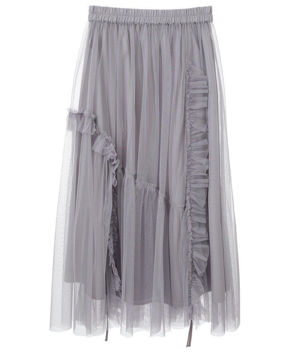 【アースミュージックアンドエコロジー/earth music&ecology】のチュールアシンメトリーフリルスカート インテリア・キッズ・メンズ・レディースファッション・服の通販 founy(ファニー) 　ファッション　Fashion　レディースファッション　Fashion for Women　スカート　Skirts　チェック　Check, Plaid, Tartan　チュール　Tulip, Tulip Motif　フリル　Frill, Ruffle　ポケット　Pocket, Pocket Detail　夏　Summer　春　Spring　S/S・春夏　SS, Spring/Summer, Warm Season　Light Gray|ID: prp329100004669120 ipo3291000000033760658