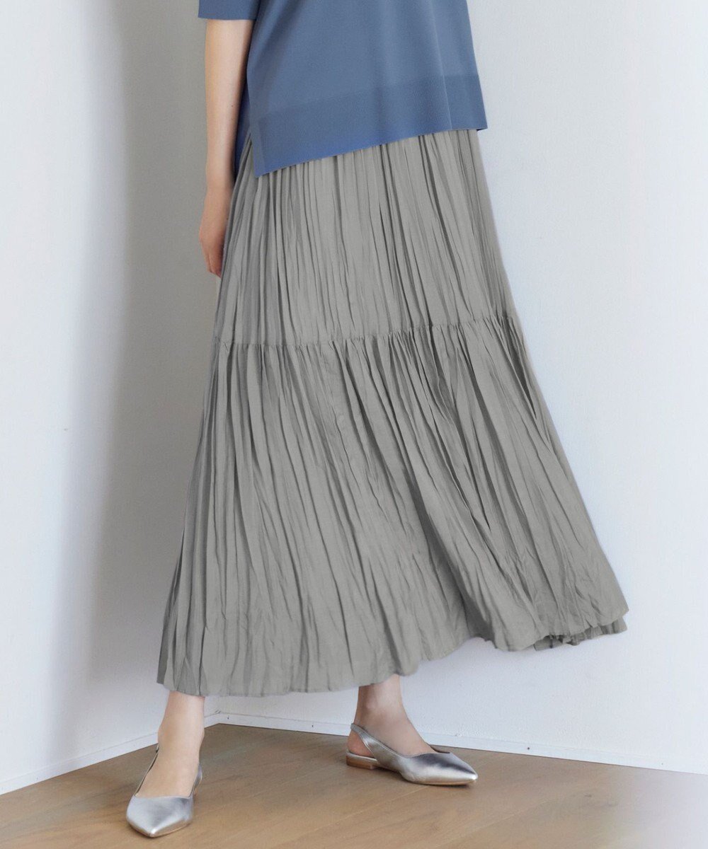 【自由区/JIYU-KU】の【接触冷感・洗える】ハンドワッシャープリーツ スカート インテリア・キッズ・メンズ・レディースファッション・服の通販 founy(ファニー) 　ファッション　Fashion　レディースファッション　Fashion for Women　スカート　Skirts　プリーツスカート / 上品フェミニンスタイル　Pleated Skirts　ティアード　Tiered, Tiered Style　フェミニン　Feminine, Girly　ブライト　Bright, Shiny　プリーツ　Pleats, Pleated　夏　Summer　旅行　Travel　春　Spring　S/S・春夏　SS, Spring/Summer, Warm Season　洗える　Machine Washable　グレー|ID: prp329100004669139 ipo3291000000033760729