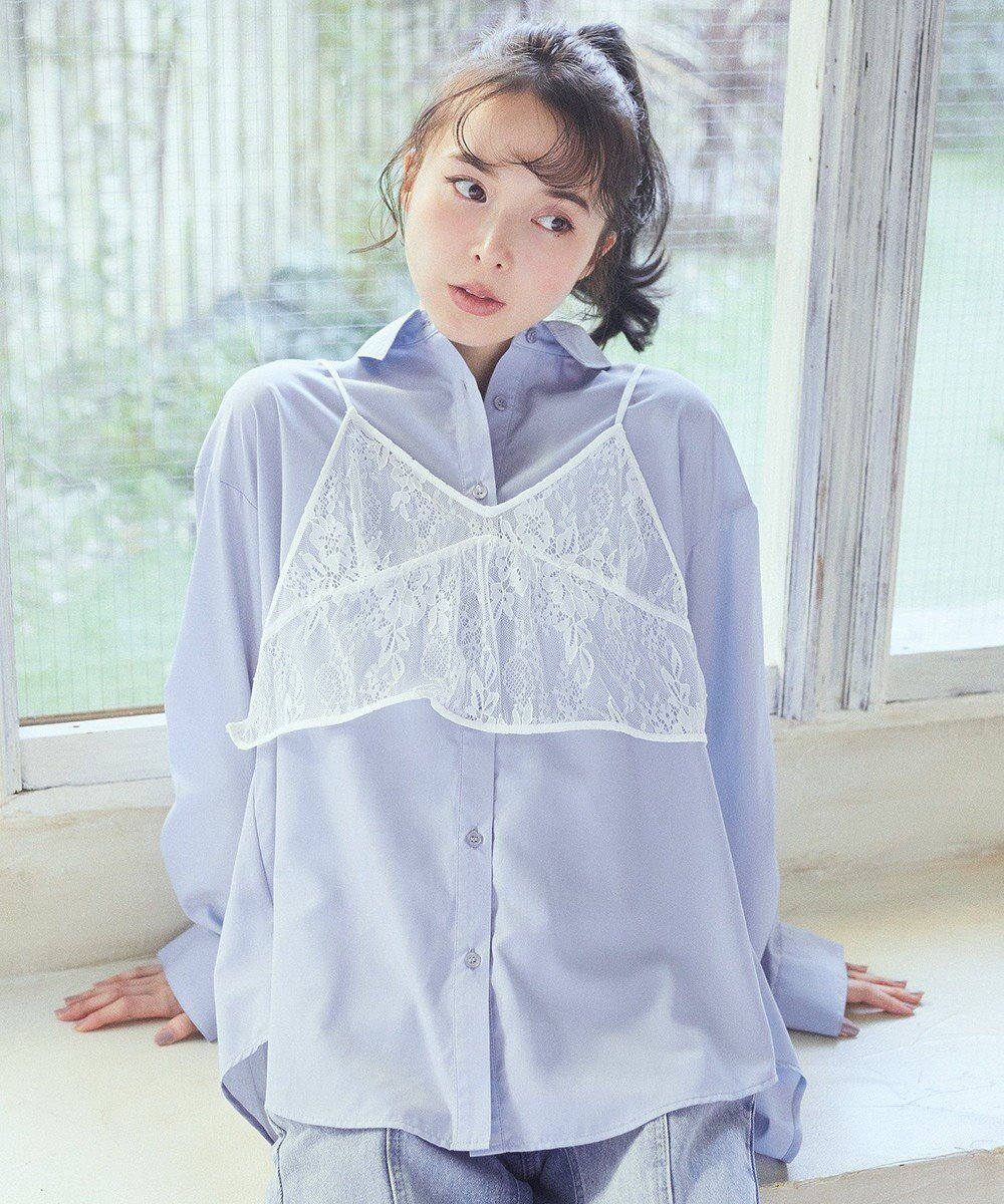 【アースミュージックアンドエコロジー/earth music&ecology】のSET2点レースビスチェ+シャツ 人気、トレンドファッション・服の通販 founy(ファニー) 　ファッション　Fashion　レディースファッション　Fashion for Women　トップス・カットソー　Cut & Sew Tops　シャツ・ブラウス・オフィスカジュアル　Elegant Blouses & Button-Ups　ビスチェ　Bustiers & Corset Tops / Layered Bustier Style　トレンド　Trend, Trending Now　フォルム　Silhouette, Form　ポケット　Pocket, Pocket Detail　夏　Summer　春　Spring　S/S・春夏　SS, Spring/Summer, Warm Season　 other-1|ID: prp329100004669350 ipo3291000000033761446