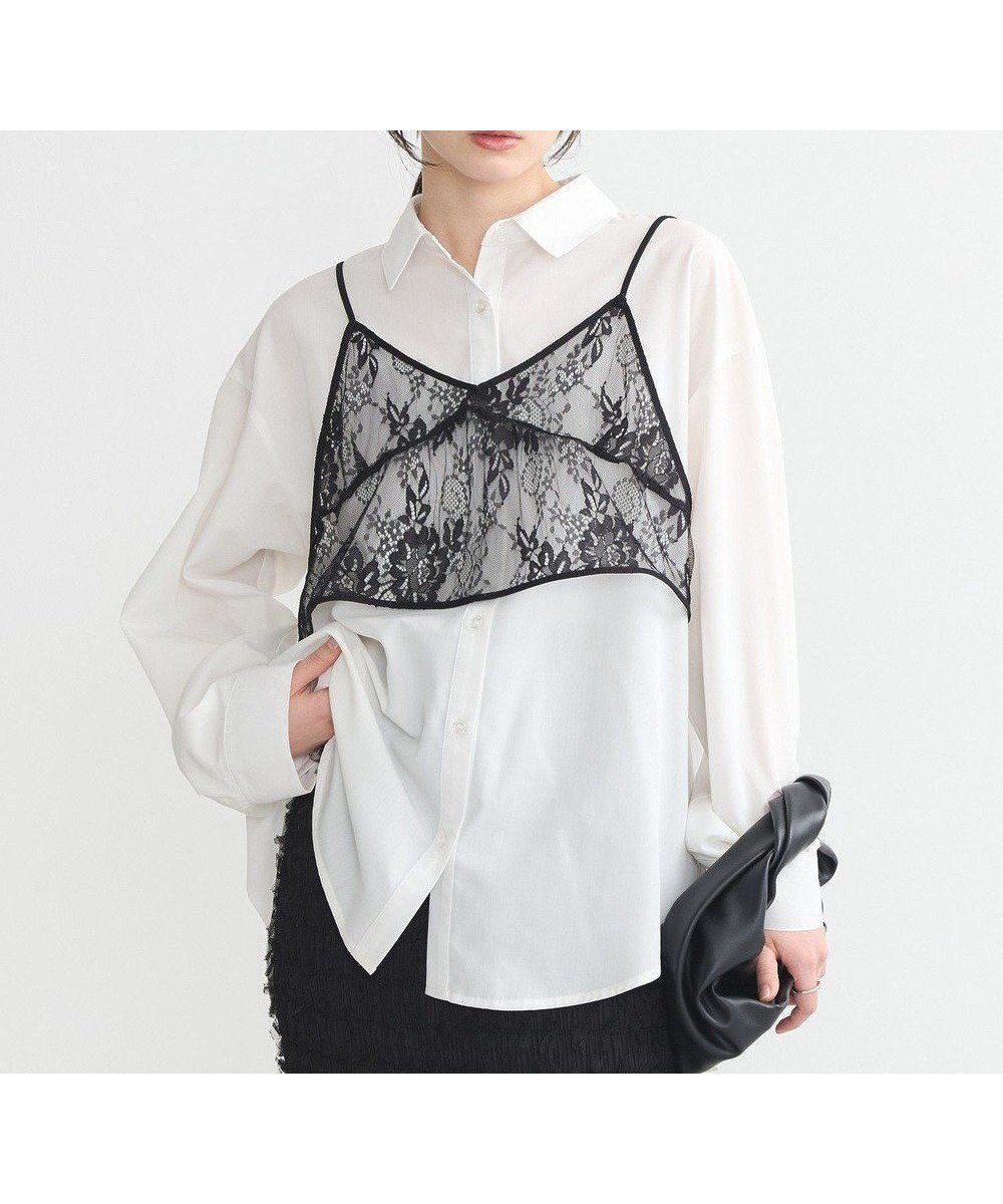 【アースミュージックアンドエコロジー/earth music&ecology】のSET2点レースビスチェ+シャツ インテリア・キッズ・メンズ・レディースファッション・服の通販 founy(ファニー) 　ファッション　Fashion　レディースファッション　Fashion for Women　トップス・カットソー　Cut & Sew Tops　シャツ・ブラウス・オフィスカジュアル　Elegant Blouses & Button-Ups　ビスチェ　Bustiers & Corset Tops / Layered Bustier Style　トレンド　Trend, Trending Now　フォルム　Silhouette, Form　ポケット　Pocket, Pocket Detail　夏　Summer　春　Spring　S/S・春夏　SS, Spring/Summer, Warm Season　Black|ID: prp329100004669350 ipo3291000000033761448