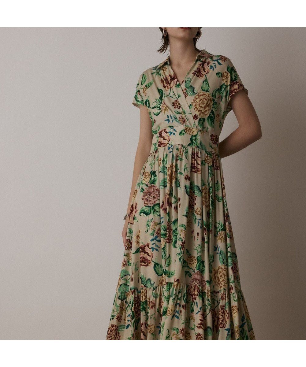 【グレース コンチネンタル/GRACE CONTINENTAL】のアンティークフラワープリントワンピース 人気、トレンドファッション・服の通販 founy(ファニー) 　ファッション　Fashion　レディースファッション　Fashion for Women　ワンピース　Dresses　アンティーク　Antique-Inspired　エレガント 上品　Elegant　カシュクール　Wrap Design　シャーリング　Shirring, Ruched　ドレープ　Drape, Draping Fabric　夏　Summer　春　Spring　S/S・春夏　SS, Spring/Summer, Warm Season　 other-1|ID: prp329100004669385 ipo3291000000033761577