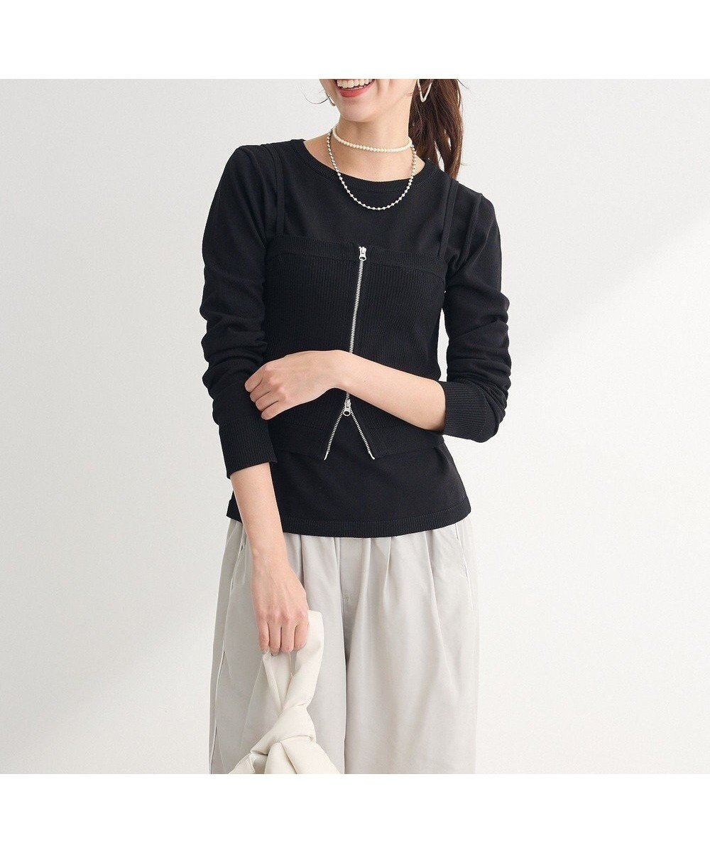 【グリーンパークス/Green Parks】のSET2点ニットキャミビスチェ+プルオーバー インテリア・キッズ・メンズ・レディースファッション・服の通販 founy(ファニー) 　ファッション　Fashion　レディースファッション　Fashion for Women　トップス・カットソー　Cut & Sew Tops　ニット　Knit Tops & Sweaters　キャミソール&ノースリーブ　Camisoles & Sleeveless Tops　カジュアルプルオーバー・ニットトップス　Pullovers & Knit Tops / Casual Pullovers　ビスチェ　Bustiers & Corset Tops / Layered Bustier Style　おすすめ　Recommended / Our Picks　シンプル　Simple, Minimal　セーター　Sweater, Knitwear　トレンド　Trend, Trending Now　ビスチェ　Bustier, Corset Top　ポケット　Pocket, Pocket Detail　夏　Summer　春　Spring　S/S・春夏　SS, Spring/Summer, Warm Season　Black|ID: prp329100004669412 ipo3291000000034410544