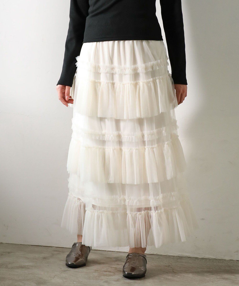 【グリーンパークス/Green Parks】の・ELENCARE DUEチュールフリルティアードスカー インテリア・キッズ・メンズ・レディースファッション・服の通販 founy(ファニー) 　ファッション　Fashion　レディースファッション　Fashion for Women　スカート　Skirts　おすすめ　Recommended / Our Picks　カットソー　Cut and Sewn Top　ティアード　Tiered, Tiered Style　フリル　Frill, Ruffle　ポケット　Pocket, Pocket Detail　夏　Summer　春　Spring　S/S・春夏　SS, Spring/Summer, Warm Season　Ivory|ID: prp329100004669423 ipo3291000000033761681