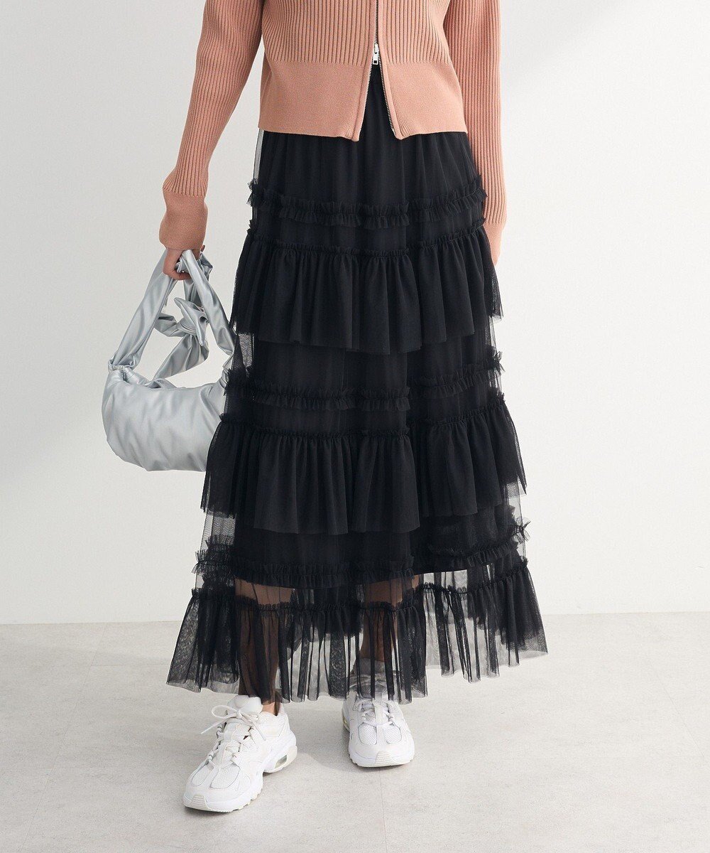 【グリーンパークス/Green Parks】の・ELENCARE DUEチュールフリルティアードスカー インテリア・キッズ・メンズ・レディースファッション・服の通販 founy(ファニー) 　ファッション　Fashion　レディースファッション　Fashion for Women　スカート　Skirts　おすすめ　Recommended / Our Picks　カットソー　Cut and Sewn Top　ティアード　Tiered, Tiered Style　フリル　Frill, Ruffle　ポケット　Pocket, Pocket Detail　夏　Summer　春　Spring　S/S・春夏　SS, Spring/Summer, Warm Season　Black|ID: prp329100004669423 ipo3291000000033761683