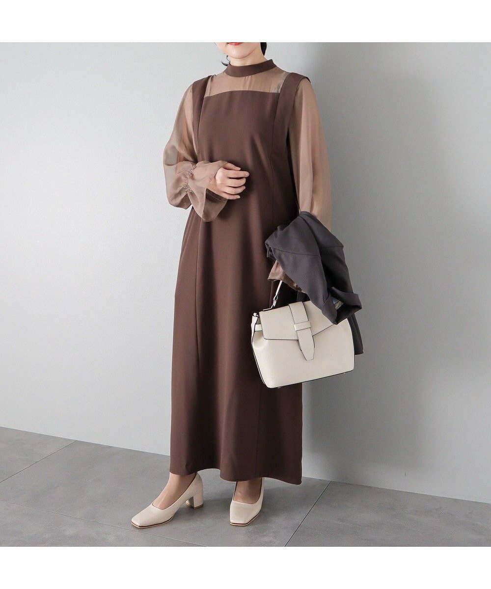 【クラフトスタンダードブティック/CRAFT STANDARD BOUTIQUE】のシアー切替えワンピース インテリア・キッズ・メンズ・レディースファッション・服の通販 founy(ファニー) 　ファッション　Fashion　レディースファッション　Fashion for Women　ワンピース　Dresses　2025年　2025　2025春夏・S/S　Spring/Summer 2025 SS25　アクセサリー　Fashion Accessories　エレガント 上品　Elegant　ギャザー　Gathered, Ruffled　シアー　Sheer, See-Through　セレモニー　Ceremony　フレア　Flare, Flared　ポケット　Pocket, Pocket Detail　ラップ　Wrap, Wrap Design　夏　Summer　春　Spring　S/S・春夏　SS, Spring/Summer, Warm Season　Brown|ID: prp329100004669436 ipo3291000000033761740