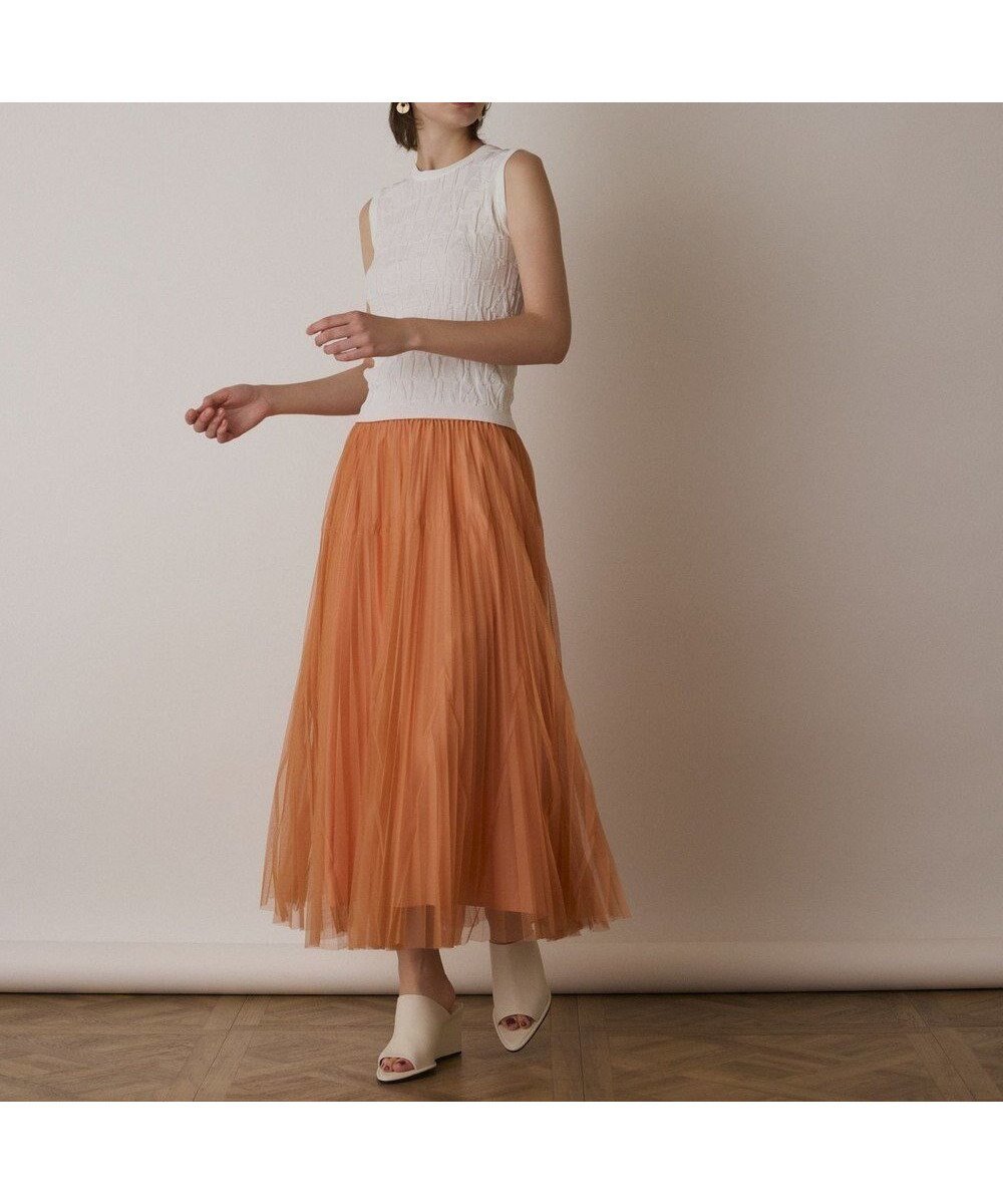 【グレース コンチネンタル/GRACE CONTINENTAL】のチュールマチプリーツスカート インテリア・キッズ・メンズ・レディースファッション・服の通販 founy(ファニー) 　ファッション　Fashion　レディースファッション　Fashion for Women　スカート　Skirts　プリーツスカート / 上品フェミニンスタイル　Pleated Skirts　セットアップ　Set-Up, Coordinated Outfit　チュール　Tulip, Tulip Motif　プリーツ　Pleats, Pleated　リラックス　Relax, Relaxed Fit　ロマンティック　Romantic, Feminine Style　夏　Summer　春　Spring　S/S・春夏　SS, Spring/Summer, Warm Season　オレンジ|ID: prp329100004669456 ipo3291000000033761808