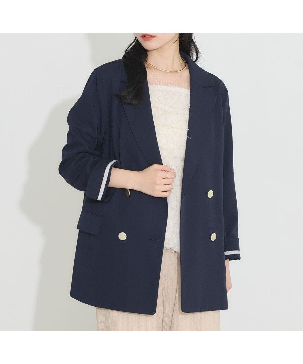 【アースミュージックアンドエコロジー/earth music&ecology】のダブルテーラードジャケット 人気、トレンドファッション・服の通販 founy(ファニー) 　ファッション　Fashion　レディースファッション　Fashion for Women　アウター　Coat / Outerwear Collection　レディースジャケット・軽アウター　Jackets　テーラードジャケット / 通勤・きれいめスタイル　Tailored Jackets & Blazers　ジャケット　Jacket, Outerwear　ダブル　Double, Double-Breasted　フロント　Front, Front Design　ベーシック　Basic, Essential　ポケット　Pocket, Pocket Detail　メタル　Metal, Metal Parts　夏　Summer　春　Spring　S/S・春夏　SS, Spring/Summer, Warm Season　 other-1|ID: prp329100004669487 ipo3291000000033761895