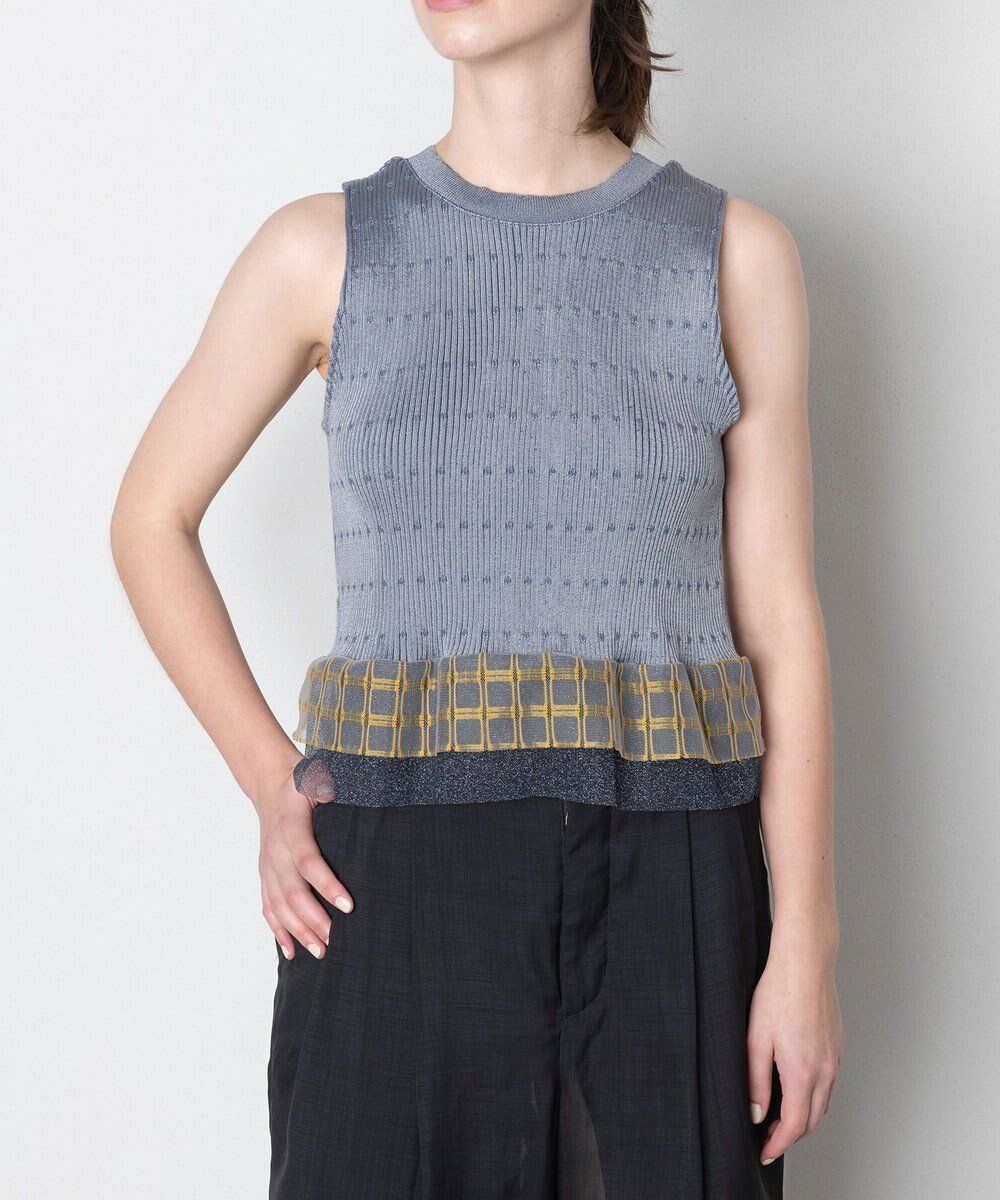 【トリコテ/Tricote】のリブノースリーブニット インテリア・キッズ・メンズ・レディースファッション・服の通販 founy(ファニー) 　ファッション　Fashion　レディースファッション　Fashion for Women　トップス・カットソー　Cut & Sew Tops　ニット　Knit Tops & Sweaters　キャミソール&ノースリーブ　Camisoles & Sleeveless Tops　アイレット　Eyelet Lace　インナー　Innerwear　春　Spring　カットソー　Cut and Sewn Top　タンク　Tank Top, Sleeveless Top　タンブラー　Tumbler, Travel Mug　チェック　Check, Plaid, Tartan　チュール　Tulip, Tulip Motif　フリル　Frill, Ruffle　ベーシック　Basic, Essential　S/S・春夏　SS, Spring/Summer, Warm Season　おすすめ　Recommended / Our Picks　夏　Summer　エレガント 上品　Elegant　95GRAY|ID: prp329100004669491 ipo3291000000033761911