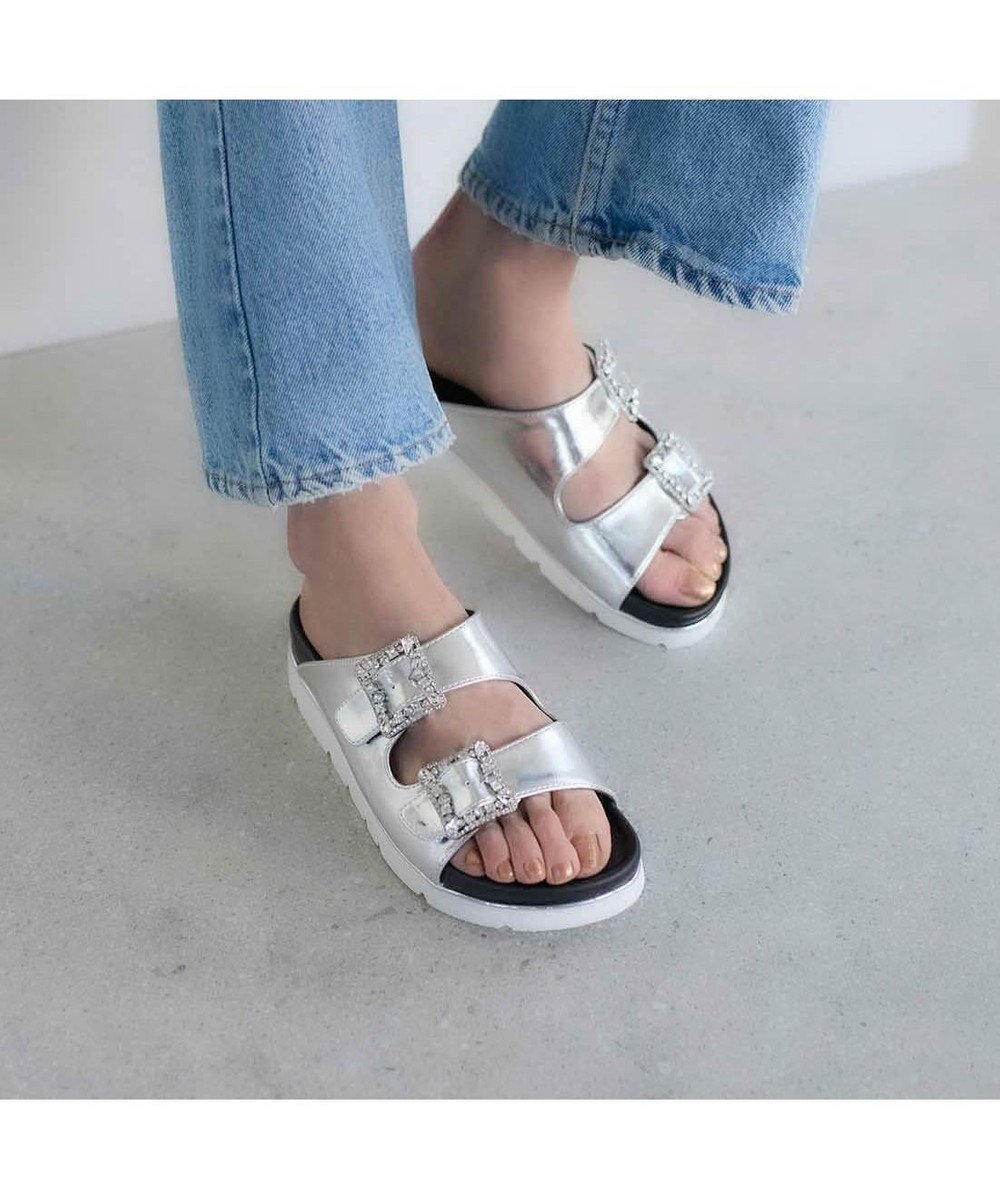 【モード エ ジャコモ/MODE ET JACOMO】のcarino 厚底ビジューバックルサンダル インテリア・キッズ・メンズ・レディースファッション・服の通販 founy(ファニー) 　ファッション　Fashion　レディースファッション　Fashion for Women　バッグ　Bags　クール　Cool, Chic　サンダル　Sandals, Summer Shoes　シューズ　Shoes, Footwear　シルバー　Silver, Metallic Silver　シンプル　Simple, Minimal　スタイリッシュ　Stylish, Fashionable　ダブル　Double, Double-Breasted　ビジュー　Bijou, Jewel-like Accent　フェミニン　Feminine, Girly　リゾート　Resort, Vacation Style　エレガント 上品　Elegant　厚底　Platform Shoes　夏　Summer　旅行　Travel　春　Spring　S/S・春夏　SS, Spring/Summer, Warm Season　シルバー|ID: prp329100004669538 ipo3291000000034595080