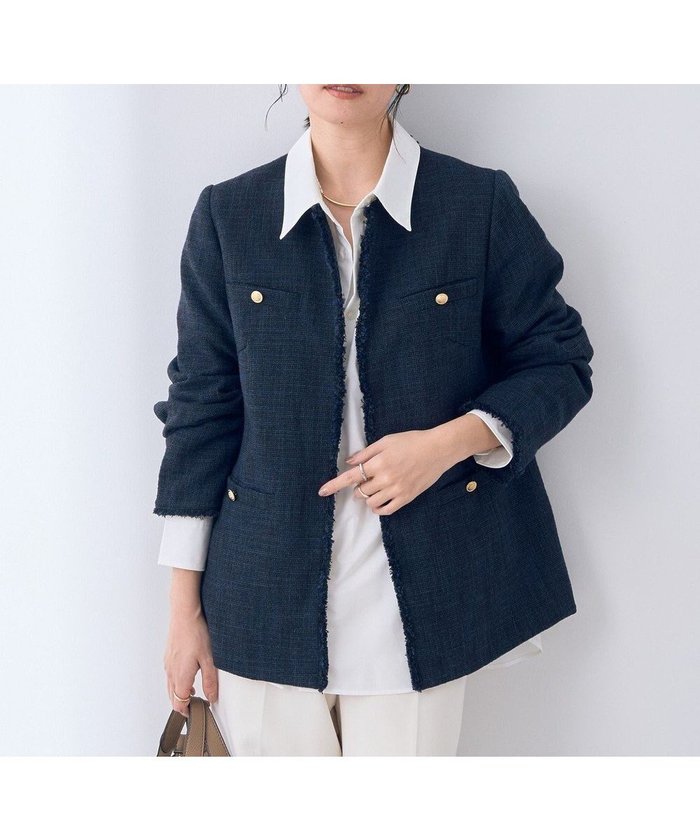 【イェッカ ヴェッカ/YECCA VECCA】の金釦ツイードジャケット インテリア・キッズ・メンズ・レディースファッション・服の通販 founy(ファニー) https://founy.com/ ファッション Fashion レディースファッション Fashion for Women アウター Coat / Outerwear Collection レディースジャケット・軽アウター Jackets ノーカラージャケット / シンプル上品コーデ Collarless Jackets ジャケット Jacket, Outerwear スニーカー Sneakers, Trainers セレモニー Ceremony ツイード Twill, Twill Weave デニム Denim, Jeans Material フリンジ Fringe, Tassel フロント Front, Front Design ボックス Boxy, Box Shape ポケット Pocket, Pocket Detail エレガント 上品 Elegant 夏 Summer 春 Spring S/S・春夏 SS, Spring/Summer, Warm Season |ID: prp329100004669570 ipo3291000000033762185
