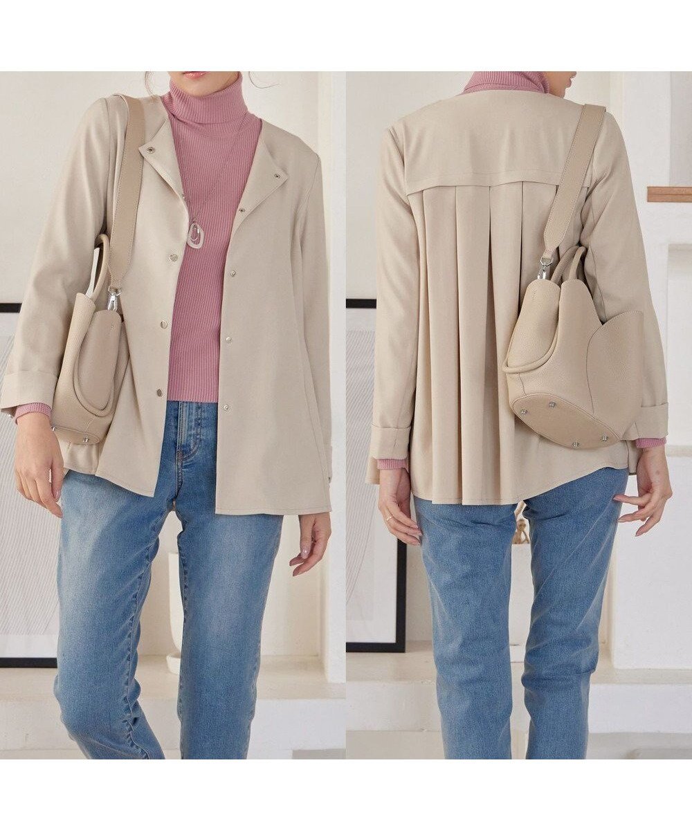 【ティアクラッセ/Tiaclasse】の【洗える】ノーカラー後ろタックフレアコート 人気、トレンドファッション・服の通販 founy(ファニー) 　ファッション　Fashion　レディースファッション　Fashion for Women　アウター　Coat / Outerwear Collection　コート・ロングコート・ピーコート　Long Coats, Peacoats & More　レディースジャケット・軽アウター　Jackets　アクセサリー　Fashion Accessories　春　Spring　洗える　Machine Washable　秋　Autumn　カーディガン　Cardigan, Knitwear　ショート　Short, Short Length　ジャケット　Jacket, Outerwear　ストレッチ　Stretch, Stretchy Fabric　チュニック　Tunic, Long Top　長袖　Long Sleeve, Full Sleeve　フレア　Flare, Flared　ブルゾン　Blouson, Bomber Jacket　ベーシック　Basic, Essential　ポケット　Pocket, Pocket Detail　無地　Plain, Solid Color　ラウンド　Round, Round Neck　冬　Winter / This Winter　S/S・春夏　SS, Spring/Summer, Warm Season　再入荷　Restock / Back in Stock　おすすめ　Recommended / Our Picks　夏　Summer　エレガント 上品　Elegant　新作・新入荷　New Arrivals / New In　 other-1|ID: prp329100004669826 ipo3291000000033764046