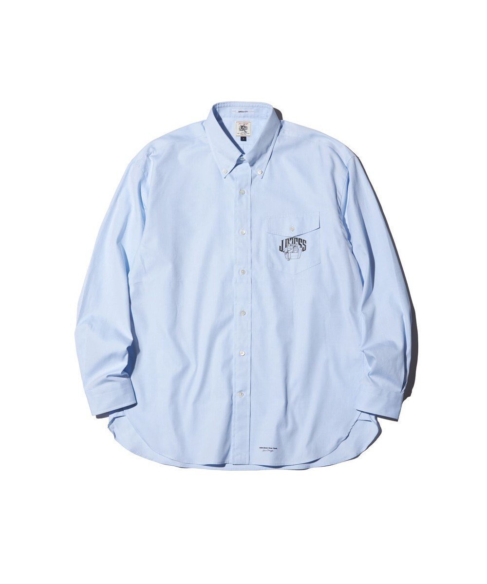 【ジェイ プレス/J.PRESS / MEN】の【AaronChang】【UNISEX】ピンオックス シャツ / バギーフィット インテリア・キッズ・メンズ・レディースファッション・服の通販 founy(ファニー) ファッション Fashion レディースファッション Fashion for Women トップス・カットソー Cut & Sew Tops シャツ・ブラウス・オフィスカジュアル Elegant Blouses & Button-Ups イラスト Illustration クラシック Classic, Timeless Style ジャケット Jacket, Outerwear スマート Smart, Elegant デニム Denim, Jeans Material 定番 Standard, Basic Item バランス Balance, Style Balance フラップ Flap, Flap Pocket プリント Print, Printed Pattern ポケット Pocket, Pocket Detail モダン Modern, Contemporary ユニセックス Unisex, Genderless リラックス Relax, Relaxed Fit ルーズ Loose, Oversized A/W・秋冬 Autumn/Winter S/S・春夏 SS, Spring/Summer, Warm Season 夏 Summer サックスブルー系|ID: prp329100004669939 ipo3291000000033764464