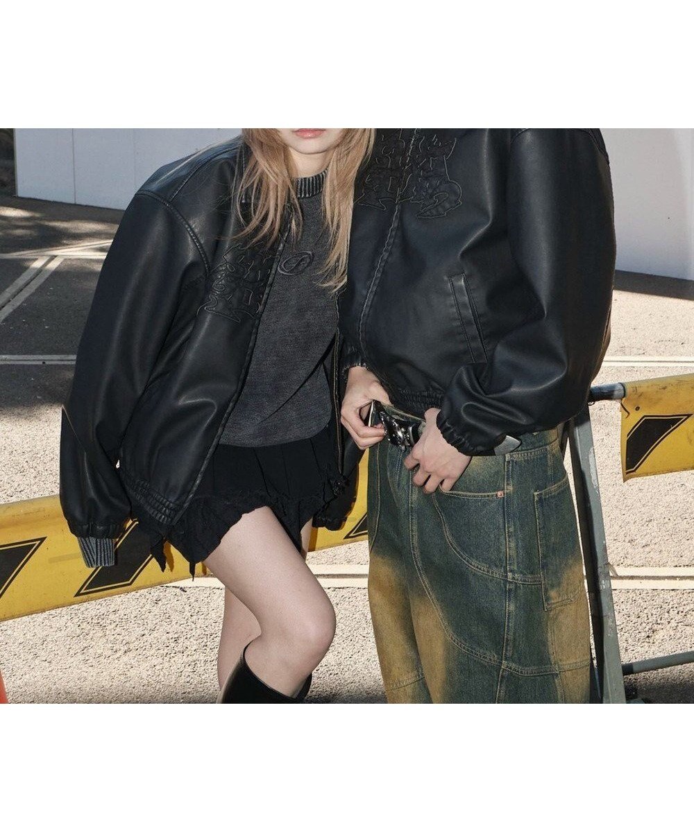 【ウィゴー/WEGO】の【ユニセックス着用ITEM】PUダメージアップリケブルゾン インテリア・キッズ・メンズ・レディースファッション・服の通販 founy(ファニー) 　ファッション　Fashion　レディースファッション　Fashion for Women　アウター　Coat / Outerwear Collection　レディースジャケット・軽アウター　Jackets　ブルゾンジャケット・スポーティアウター　Blouson Jackets　春　Spring　秋　Autumn　ショート　Short, Short Length　ジャケット　Jacket, Outerwear　スマホ　Smartphone, Mobile Device　デニム　Denim, Jeans Material　トレンド　Trend, Trending Now　フロント　Front, Front Design　ブルゾン　Blouson, Bomber Jacket　冬　Winter / This Winter　A/W・秋冬　Autumn/Winter　S/S・春夏　SS, Spring/Summer, Warm Season　おすすめ　Recommended / Our Picks　夏　Summer　ブラック|ID: prp329100004669963 ipo3291000000033764573