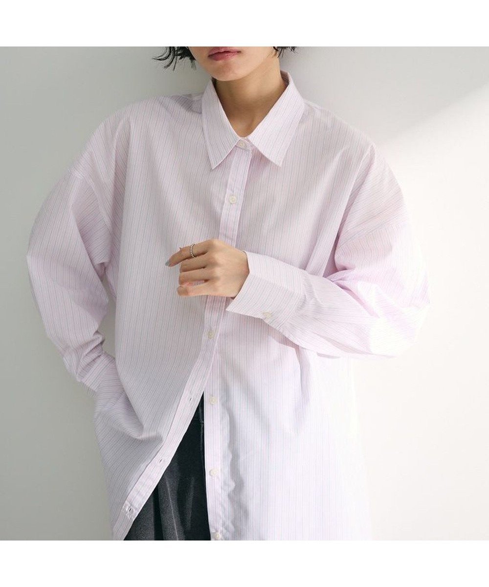 【グリーンパークス/Green Parks】のイージーケアストライプシャツ インテリア・キッズ・メンズ・レディースファッション・服の通販 founy(ファニー) 　ファッション　Fashion　レディースファッション　Fashion for Women　トップス・カットソー　Cut & Sew Tops　シャツ・ブラウス・オフィスカジュアル　Elegant Blouses & Button-Ups　レディースパーカー・カジュアルフーディー　Casual Hoodies & Sweatshirts　スウェット・クルーネックトップス　Sweatshirts & Crewnecks / Relaxed Fit Sweat Tops　おすすめ　Recommended / Our Picks　スウェット / スエット　Sweatshirt, Sweatwear　ストライプ　Stripe, Striped Pattern　チュニック　Tunic, Long Top　パターン　Pattern, Design Print　ボックス　Boxy, Box Shape　ポケット　Pocket, Pocket Detail　夏　Summer　春　Spring　S/S・春夏　SS, Spring/Summer, Warm Season　Pink|ID: prp329100004669968 ipo3291000000033764590