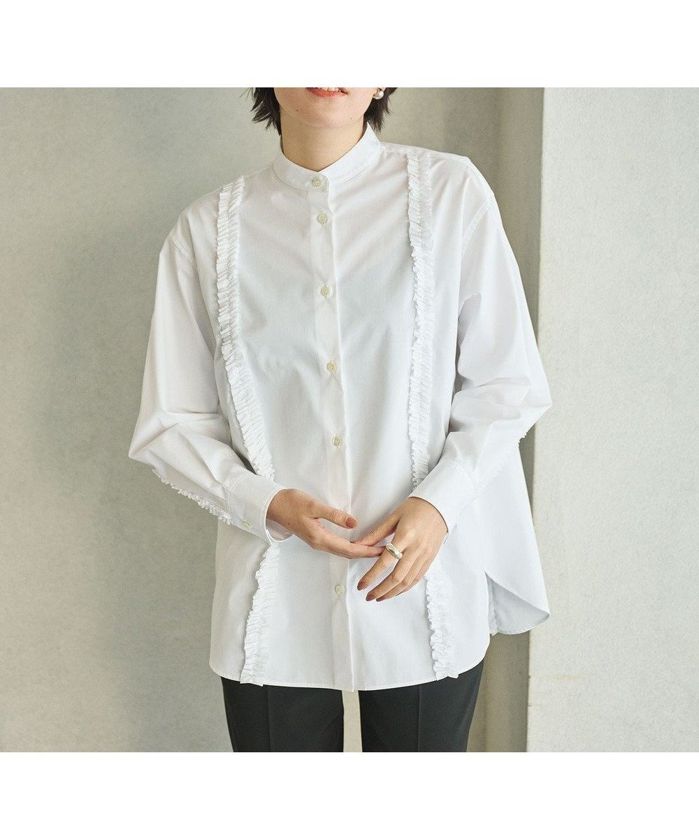 【ハッシュニュアンス/#Newans】の【洗濯機可能/シワになりにくい】パネルフリルシャツ インテリア・キッズ・メンズ・レディースファッション・服の通販 founy(ファニー) 　ファッション　Fashion　レディースファッション　Fashion for Women　トップス・カットソー　Cut & Sew Tops　シャツ・ブラウス・オフィスカジュアル　Elegant Blouses & Button-Ups　新作・新入荷　New Arrivals / New In　エレガント 上品　Elegant　夏　Summer　春　Spring　S/S・春夏　SS, Spring/Summer, Warm Season　洗える　Machine Washable　ホワイト|ID: prp329100004669972 ipo3291000000036085380