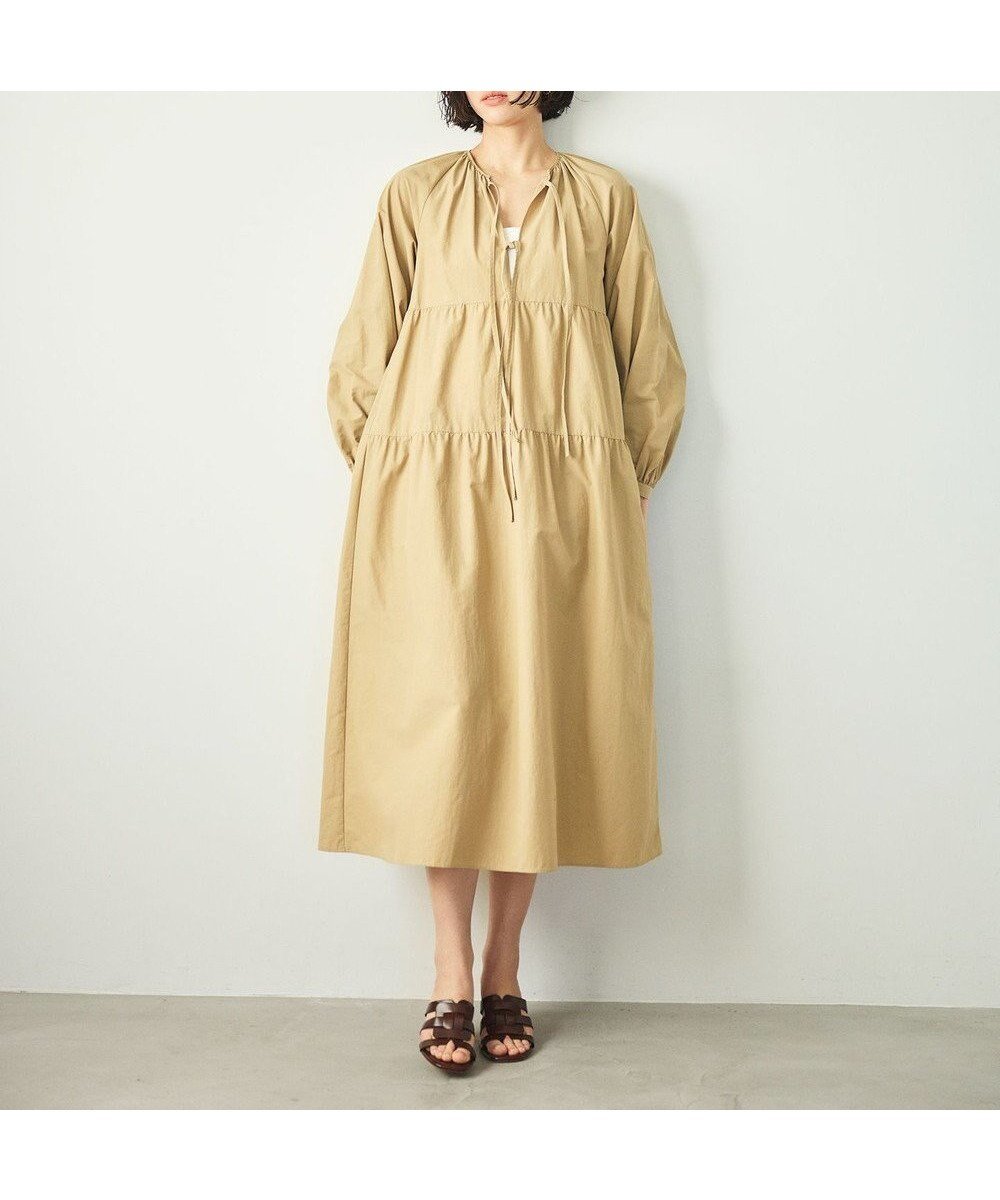 【ハッシュニュアンス/#Newans】の【撥水加工/洗濯機可能】〈全身をさりげなくカバー〉リラクシーティアードワンピース インテリア・キッズ・メンズ・レディースファッション・服の通販 founy(ファニー) ファッション Fashion レディースファッション Fashion for Women ワンピース Dresses ギャザー Gathered, Ruffled ティアード Tiered, Tiered Style トレンド Trend, Trending Now リラックス Relax, Relaxed Fit 夏 Summer 春 Spring S/S・春夏 SS, Spring/Summer, Warm Season ベージュ|ID: prp329100004669975 ipo3291000000033764618