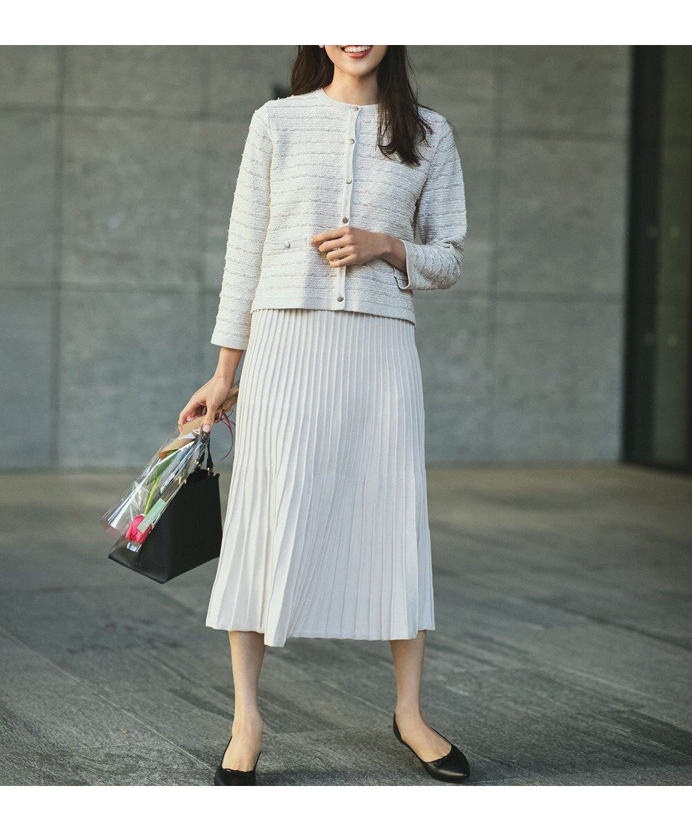 【エニー/ANY】の【ウエストゴム】セレモニーニットセットアップ インテリア・キッズ・メンズ・レディースファッション・服の通販 founy(ファニー) 　ファッション　Fashion　レディースファッション　Fashion for Women　ワンピース　Dresses　なめらか　Smooth, Silky Texture　ジャケット　Jacket, Outerwear　ストレッチ　Stretch, Stretchy Fabric　セットアップ　Set-Up, Coordinated Outfit　セレモニー　Ceremony　ツイード　Twill, Twill Weave　フォーマル　Formal, Dressy　プリーツ　Pleats, Pleated　エレガント 上品　Elegant　A/W・秋冬　Autumn/Winter　ライトグレー|ID: prp329100004670021 ipo3291000000034282107