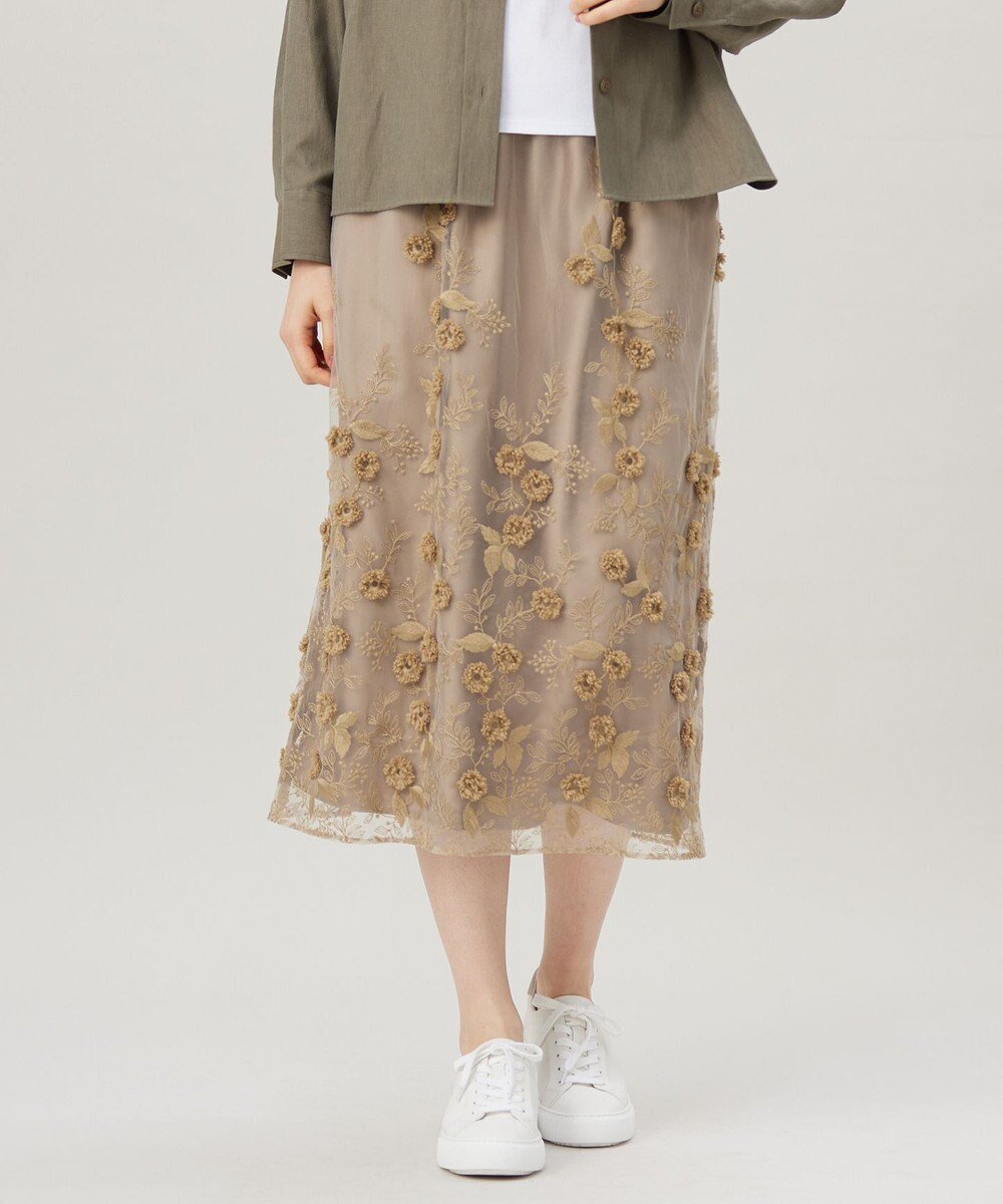 【自由区/JIYU-KU】の【洗える】フローティングエンブロイダリー スカート 人気、トレンドファッション・服の通販 founy(ファニー) 　ファッション　Fashion　レディースファッション　Fashion for Women　スカート　Skirts　アンティーク　Antique-Inspired　春　Spring　洗える　Machine Washable　シンプル　Simple, Minimal　ストレート　Straight, Straight Cut　人気　Popular, Best Seller　ビンテージ　Vintage, Retro Style　フラワー　Flower, Floral　モチーフ　Motif, Design Theme　ロンドン　London Style, British Inspired　S/S・春夏　SS, Spring/Summer, Warm Season　夏　Summer　エレガント 上品　Elegant　 other-1|ID: prp329100004670034 ipo3291000000033764812