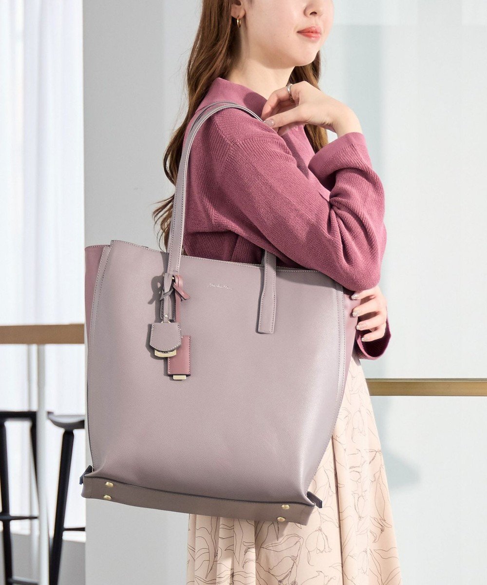【エースバッグズアンドラゲッジ/ACE BAGS & LUGGAGE】のJewelna Rose OLバッグ・セレム 縦型トートバッグ A4サイズ 16190 ジュエルナローズ インテリア・キッズ・メンズ・レディースファッション・服の通販 founy(ファニー) 　ファッション　Fashion　レディースファッション　Fashion for Women　バッグ　Bags　傘　Umbrella, Parasol　シンプル　Simple, Minimal　スタイリッシュ　Stylish, Fashionable　スマート　Smart, Elegant　スリーブ　Sleeve, Long Sleeve / Short Sleeve　チャーム　Charm, Pendant　フェイクレザー　Faux Leather, PU Leather　フェミニン　Feminine, Girly　ポケット　Pocket, Pocket Detail　ポーチ　Pouch, Small Case　ラップ　Wrap, Wrap Design　リュック　Backpack, Rucksack　再入荷　Restock / Back in Stock　おすすめ　Recommended / Our Picks　スーツケース キャリーケース　Suitcase / Carry Case　エレガント 上品　Elegant　ビジネス 仕事 通勤　Business / Work / Commuting　モーヴグレー|ID: prp329100004670059 ipo3291000000033764922