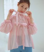 【フェルゥ/Feroux】のダブルリボンシアー ブラウス 人気、トレンドファッション・服の通販 founy(ファニー) ファッション Fashion レディースファッション Fashion for Women トップス・カットソー Cut & Sew Tops シャツ・ブラウス・オフィスカジュアル Elegant Blouses & Button-Ups キャミソール Camisole, Spaghetti Strap Top シャーリング Shirring, Ruched デニム Denim, Jeans Material フロント Front, Front Design リゾート Resort, Vacation Style リボン Ribbon, Bow リラックス Relax, Relaxed Fit 夏 Summer 春 Spring S/S・春夏 SS, Spring/Summer, Warm Season 長袖 Long Sleeve, Full Sleeve thumbnail ピンク系|ID: prp329100004670097 ipo3291000000033765046