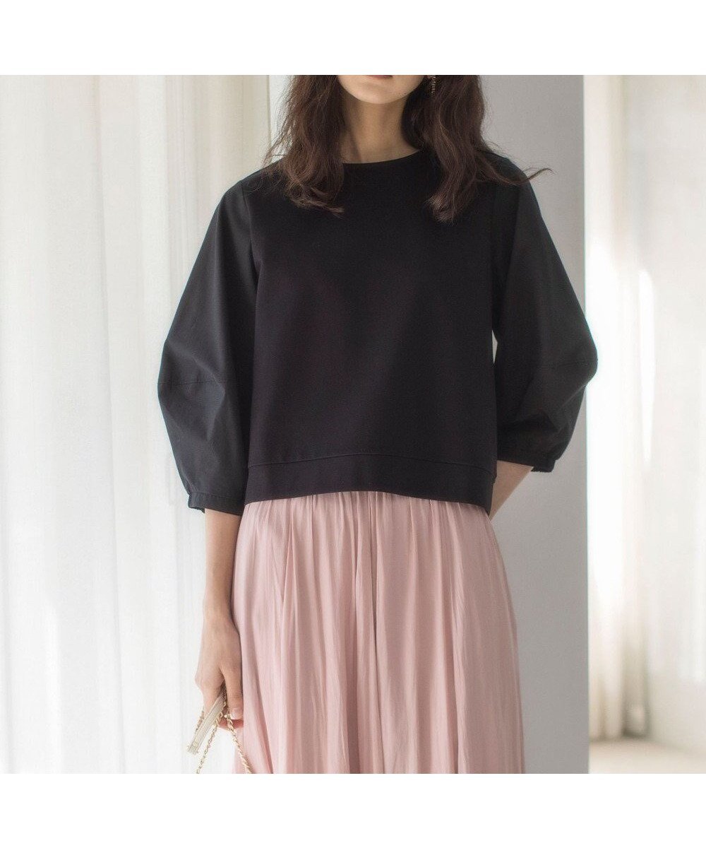 【組曲/KUMIKYOKU】の【WEB限定】ランタンスリーブミニ裏毛 プルオーバー インテリア・キッズ・メンズ・レディースファッション・服の通販 founy(ファニー) 　ファッション　Fashion　レディースファッション　Fashion for Women　トップス・カットソー　Cut & Sew Tops　シャツ・ブラウス・オフィスカジュアル　Elegant Blouses & Button-Ups　ロングTシャツ・Tシャツ　Longline T-Shirts & Tees　カジュアルプルオーバー・ニットトップス　Pullovers & Knit Tops / Casual Pullovers　カットソー・ベーシックTシャツ　Cut-and-Sewn Tops / Stretch Tees & Basics　春　Spring　カットソー　Cut and Sewn Top　ストレッチ　Stretch, Stretchy Fabric　スリーブ　Sleeve, Long Sleeve / Short Sleeve　トレンド　Trend, Trending Now　フィット　Fit, Slim Fit　S/S・春夏　SS, Spring/Summer, Warm Season　夏　Summer　エレガント 上品　Elegant　ブラック系|ID: prp329100004670166 ipo3291000000034664518