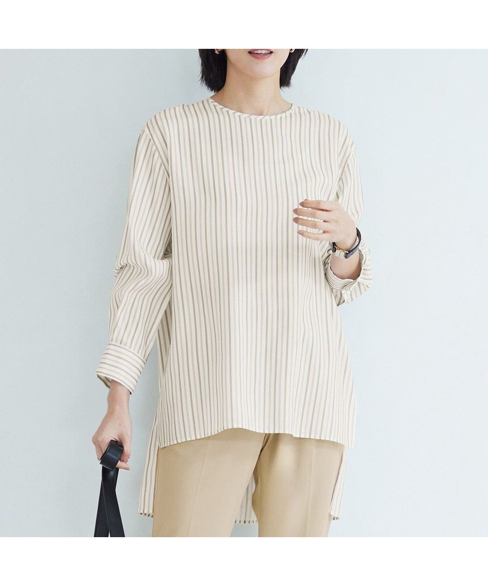【自由区/JIYU-KU】の【SHIHOさん着用・洗える】SOMELOSチュニック ブラウス インテリア・キッズ・メンズ・レディースファッション・服の通販 founy(ファニー) ファッション Fashion レディースファッション Fashion for Women トップス・カットソー Cut & Sew Tops シャツ・ブラウス・オフィスカジュアル Elegant Blouses & Button-Ups 春 Spring 洗える Machine Washable シルク Silk, 100% Silk シルバー Silver, Metallic Silver ストライプ Stripe, Striped Pattern スリット Slit, Slit Detail チュニック Tunic, Long Top トレンド Trend, Trending Now ドレープ Drape, Draping Fabric バランス Balance, Style Balance ビスチェ Bustier, Corset Top ボックス Boxy, Box Shape ボトム Bottoms, Lower Wear 無地 Plain, Solid Color S/S・春夏 SS, Spring/Summer, Warm Season おすすめ Recommended / Our Picks 夏 Summer ブラウンストライプ|ID: prp329100004670193 ipo3291000000033765358