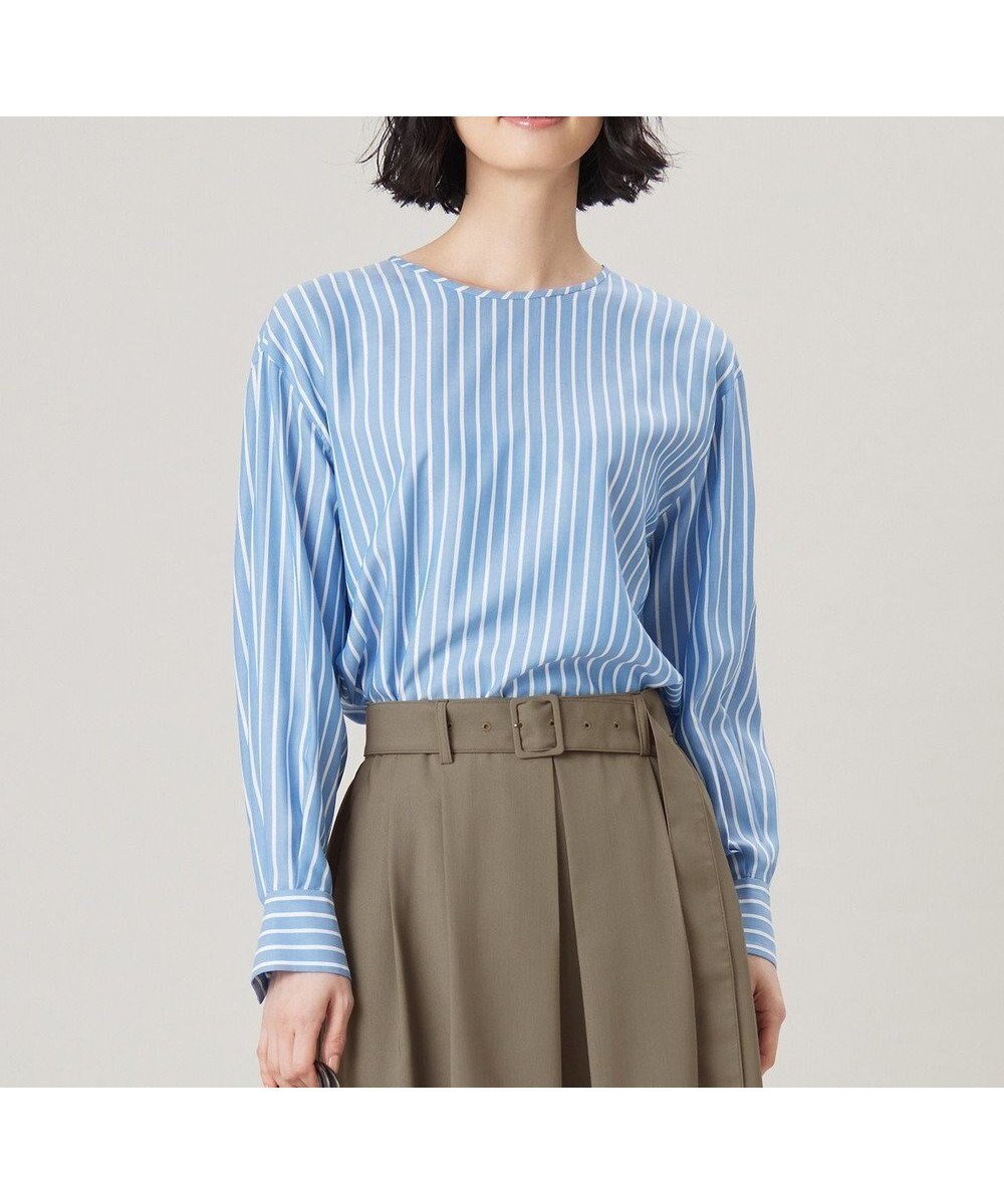 【自由区/JIYU-KU】の【SHIHOさん着用・洗える】SOMELOSチュニック ブラウス インテリア・キッズ・メンズ・レディースファッション・服の通販 founy(ファニー) ファッション Fashion レディースファッション Fashion for Women トップス・カットソー Cut & Sew Tops シャツ・ブラウス・オフィスカジュアル Elegant Blouses & Button-Ups 春 Spring 洗える Machine Washable シルク Silk, 100% Silk シルバー Silver, Metallic Silver ストライプ Stripe, Striped Pattern スリット Slit, Slit Detail チュニック Tunic, Long Top トレンド Trend, Trending Now ドレープ Drape, Draping Fabric バランス Balance, Style Balance ビスチェ Bustier, Corset Top ボックス Boxy, Box Shape ボトム Bottoms, Lower Wear 無地 Plain, Solid Color S/S・春夏 SS, Spring/Summer, Warm Season おすすめ Recommended / Our Picks 夏 Summer ラメブルーストライプ|ID: prp329100004670193 ipo3291000000033765360