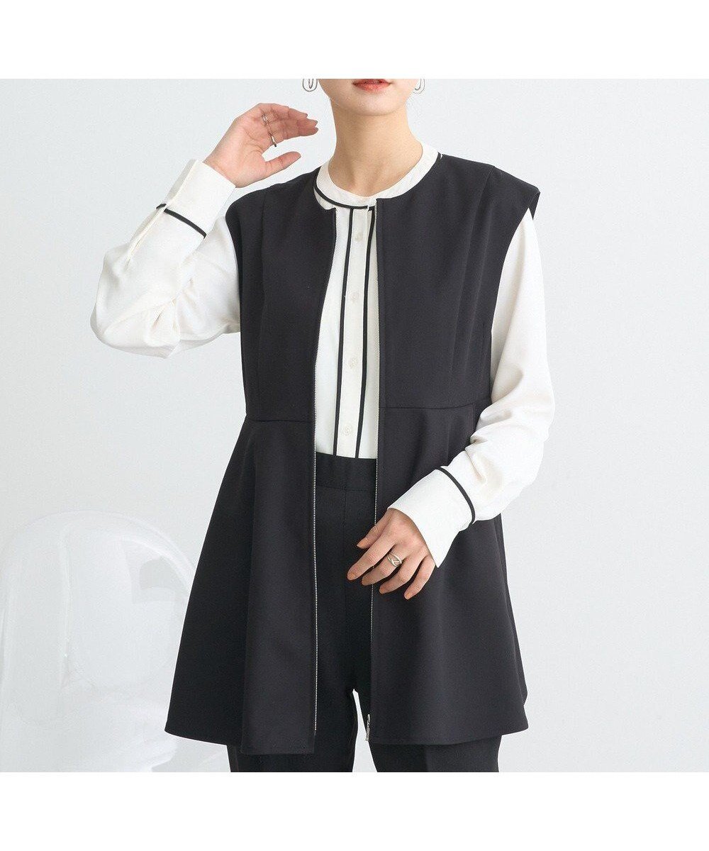 【アースミュージックアンドエコロジー/earth music&ecology】のペプラムジップジレ インテリア・キッズ・メンズ・レディースファッション・服の通販 founy(ファニー) 　ファッション　Fashion　レディースファッション　Fashion for Women　アウター　Coat / Outerwear Collection　レディースジャケット・軽アウター　Jackets　インナー　Innerwear　ジャケット　Jacket, Outerwear　ツイル　Twist, Twisted Detail　トレンド　Trend, Trending Now　ペプラム　Peplum, Flared Hem　ポケット　Pocket, Pocket Detail　Black|ID: prp329100004670261 ipo3291000000033765636