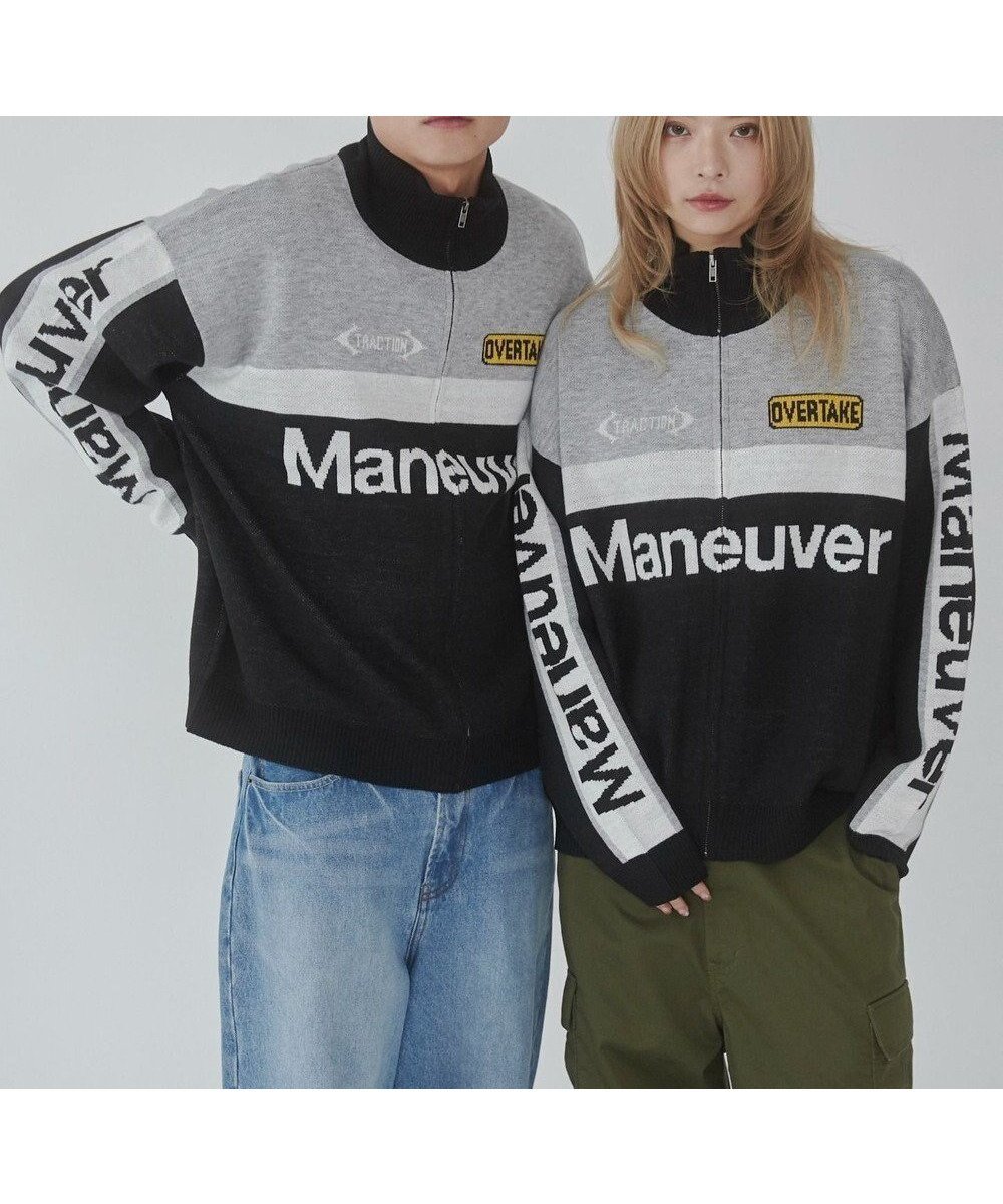 【ウィゴー/WEGO】の【ユニセックス着用ITEM】レーシンググラフィックニットブルゾン インテリア・キッズ・メンズ・レディースファッション・服の通販 founy(ファニー) 　ファッション　Fashion　レディースファッション　Fashion for Women　アウター　Coat / Outerwear Collection　ブルゾンジャケット・スポーティアウター　Blouson Jackets　トップス・カットソー　Cut & Sew Tops　ニット　Knit Tops & Sweaters　春　Spring　秋　Autumn　グラフィック　Graphic, Graphic Design　スマホ　Smartphone, Mobile Device　セーター　Sweater, Knitwear　デニム　Denim, Jeans Material　ビッグ　Big, Oversized　冬　Winter / This Winter　S/S・春夏　SS, Spring/Summer, Warm Season　夏　Summer　ブラック|ID: prp329100004670290 ipo3291000000033765732