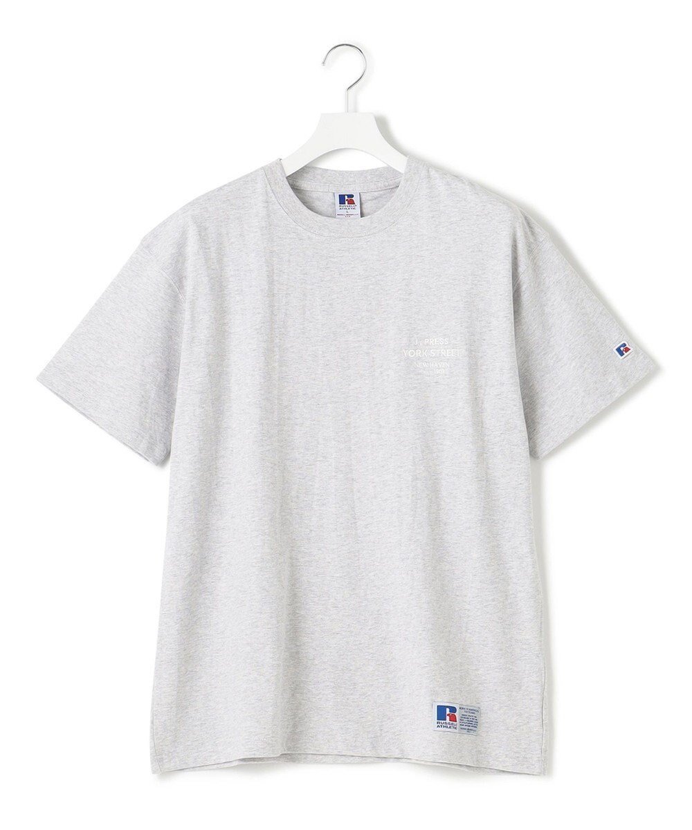 【ジェイプレスヨークストリート/J.PRESS YORK STREET】の【UNISEX】RUSSELL×YORK STREET ロゴTシャツ インテリア・キッズ・メンズ・レディースファッション・服の通販 founy(ファニー) 　ファッション　Fashion　レディースファッション　Fashion for Women　トップス・カットソー　Cut & Sew Tops　シャツ・ブラウス・オフィスカジュアル　Elegant Blouses & Button-Ups　ロングTシャツ・Tシャツ　Longline T-Shirts & Tees　カットソー・ベーシックTシャツ　Cut-and-Sewn Tops / Stretch Tees & Basics　アメリカン　American Style　春　Spring　カットソー　Cut and Sewn Top　スポーツ　Sports, Activewear　定番　Standard, Basic Item　プリント　Print, Printed Pattern　半袖　Short Sleeve, Half Sleeve　ユニセックス　Unisex, Genderless　ラッセル　Raschel, Raschel Lace　ラバー　Rubber, Rubber Sole　S/S・春夏　SS, Spring/Summer, Warm Season　夏　Summer　ライトグレー系|ID: prp329100004670349 ipo3291000000033765966