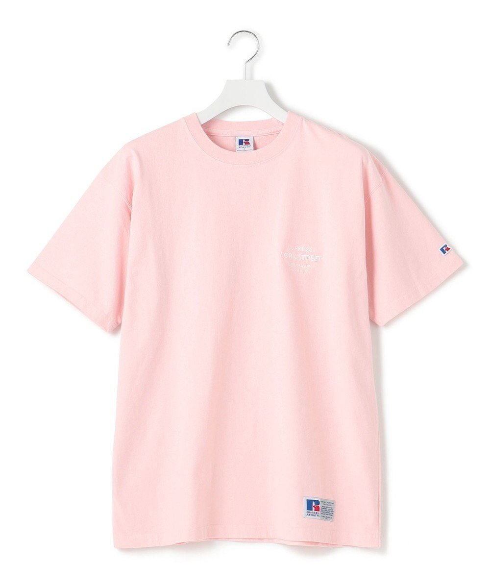【ジェイプレスヨークストリート/J.PRESS YORK STREET】の【UNISEX】RUSSELL×YORK STREET ロゴTシャツ インテリア・キッズ・メンズ・レディースファッション・服の通販 founy(ファニー) 　ファッション　Fashion　レディースファッション　Fashion for Women　トップス・カットソー　Cut & Sew Tops　シャツ・ブラウス・オフィスカジュアル　Elegant Blouses & Button-Ups　ロングTシャツ・Tシャツ　Longline T-Shirts & Tees　カットソー・ベーシックTシャツ　Cut-and-Sewn Tops / Stretch Tees & Basics　アメリカン　American Style　春　Spring　カットソー　Cut and Sewn Top　スポーツ　Sports, Activewear　定番　Standard, Basic Item　プリント　Print, Printed Pattern　半袖　Short Sleeve, Half Sleeve　ユニセックス　Unisex, Genderless　ラッセル　Raschel, Raschel Lace　ラバー　Rubber, Rubber Sole　S/S・春夏　SS, Spring/Summer, Warm Season　夏　Summer　ピンク系|ID: prp329100004670349 ipo3291000000033765967