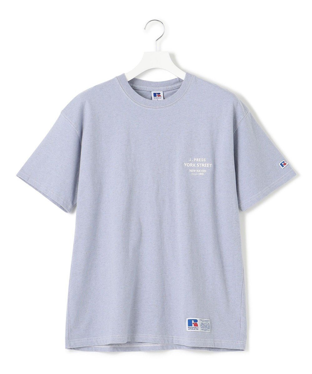【ジェイプレスヨークストリート/J.PRESS YORK STREET】の【UNISEX】RUSSELL×YORK STREET ロゴTシャツ インテリア・キッズ・メンズ・レディースファッション・服の通販 founy(ファニー) 　ファッション　Fashion　レディースファッション　Fashion for Women　トップス・カットソー　Cut & Sew Tops　シャツ・ブラウス・オフィスカジュアル　Elegant Blouses & Button-Ups　ロングTシャツ・Tシャツ　Longline T-Shirts & Tees　カットソー・ベーシックTシャツ　Cut-and-Sewn Tops / Stretch Tees & Basics　アメリカン　American Style　春　Spring　カットソー　Cut and Sewn Top　スポーツ　Sports, Activewear　定番　Standard, Basic Item　プリント　Print, Printed Pattern　半袖　Short Sleeve, Half Sleeve　ユニセックス　Unisex, Genderless　ラッセル　Raschel, Raschel Lace　ラバー　Rubber, Rubber Sole　S/S・春夏　SS, Spring/Summer, Warm Season　夏　Summer　ブルー系|ID: prp329100004670349 ipo3291000000033765968