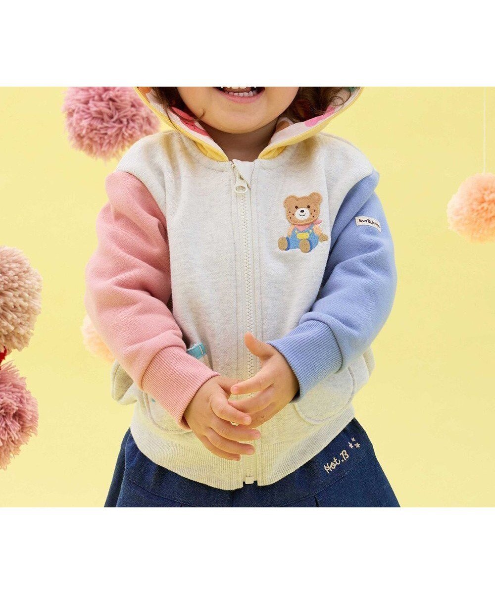 【ミキハウスホットビスケッツ/MIKI HOUSE HOT BISCUITS / KIDS】の【80-120cm】マルチカラー 裏毛パイル くまみみパーカー インテリア・キッズ・メンズ・レディースファッション・服の通販 founy(ファニー) 　ファッション　Fashion　キッズファッション　Fashion for Kids　トップス・カットソー　Cut & Sew Tops　春　Spring　秋　Autumn　カラフル　Colorful Design　シンプル　Simple, Minimal　デニム　Denim, Jeans Material　パーカー　Hoodie, Parka　ベビー　Baby, Babywear　ボトム　Bottoms, Lower Wear　ポケット　Pocket, Pocket Detail　冬　Winter / This Winter　A/W・秋冬　Autumn/Winter　S/S・春夏　SS, Spring/Summer, Warm Season　おすすめ　Recommended / Our Picks　夏　Summer　ギフト プレゼント　Gift / Present　グレー|ID: prp329100004670388 ipo3291000000033766064