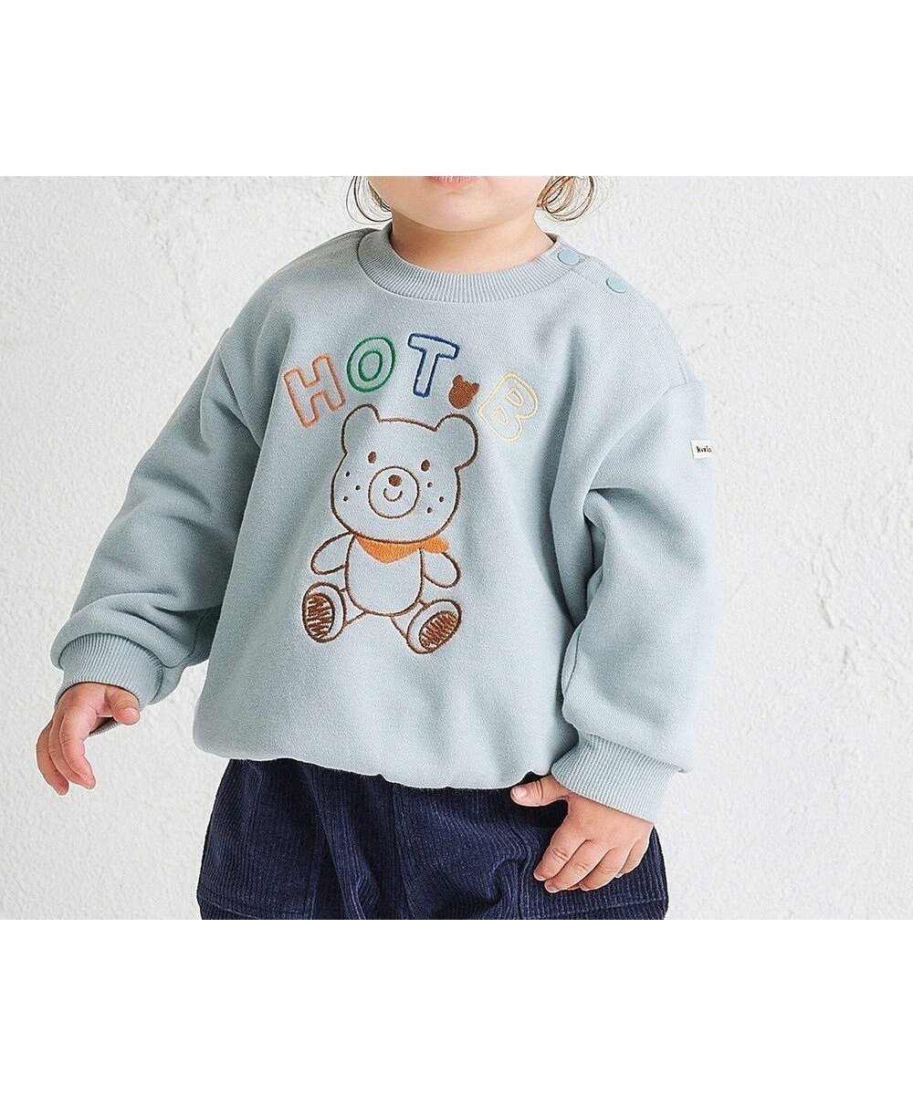 【ミキハウスホットビスケッツ/MIKI HOUSE HOT BISCUITS / KIDS】の【80-110cm】【NEW Color Series】裏毛パイル素材 トレーナー インテリア・キッズ・メンズ・レディースファッション・服の通販 founy(ファニー) 　ファッション　Fashion　キッズファッション　Fashion for Kids　トップス・カットソー　Cut & Sew Tops　おすすめ　Recommended / Our Picks　スウェット / スエット　Sweatshirt, Sweatwear　トレーナー　Sweatshirt, Trainer　ロンパース　Romper, Jumpsuit　A/W・秋冬　Autumn/Winter　長袖　Long Sleeve, Full Sleeve　ストームブルー|ID: prp329100004670449 ipo3291000000033766278